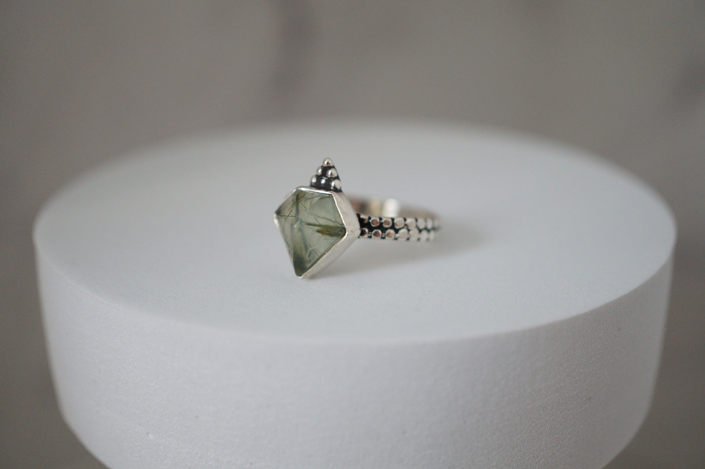 Prehnite Boho Kite Silver Ring