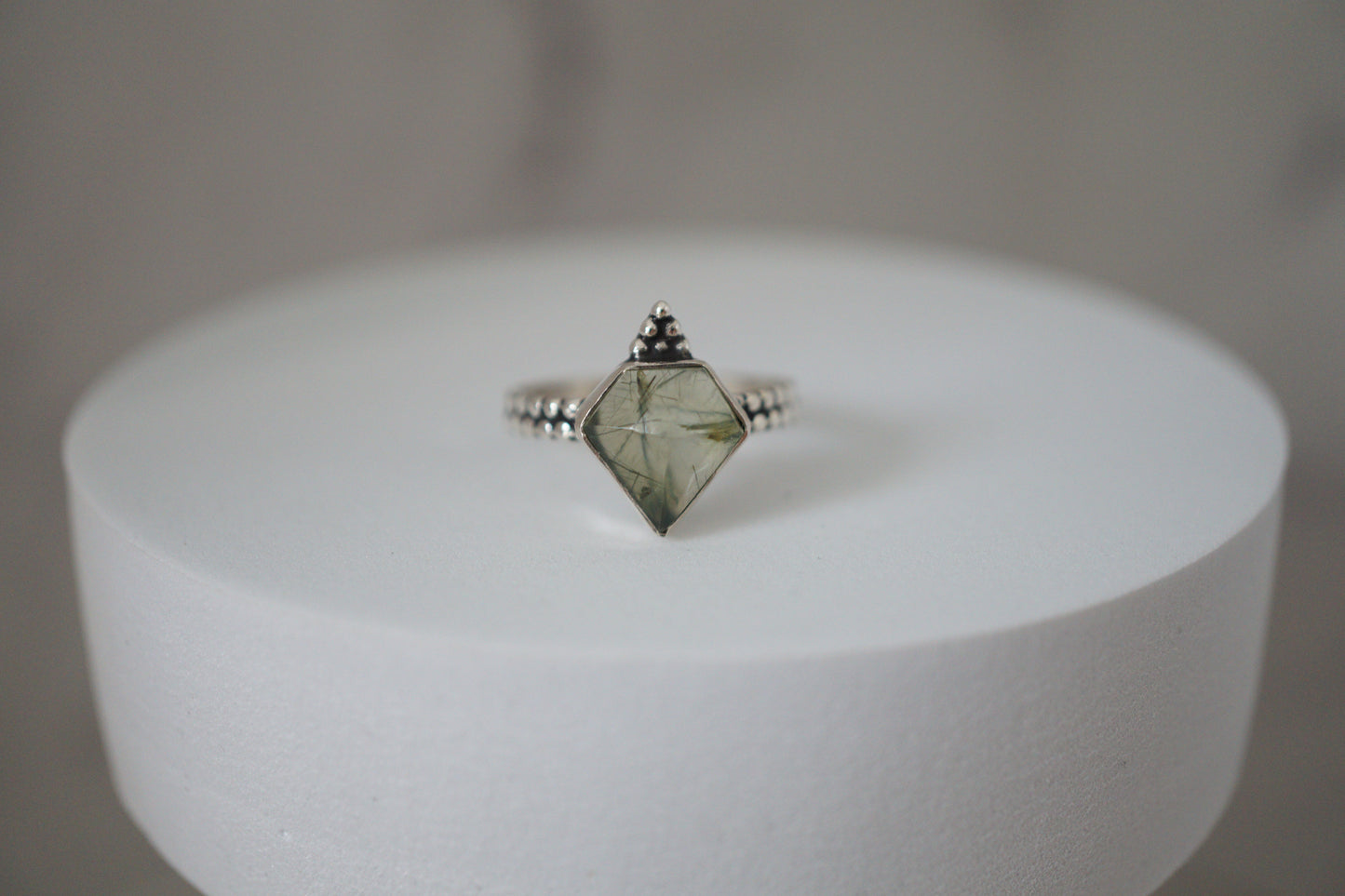 Prehnite Boho Kite Silver Ring