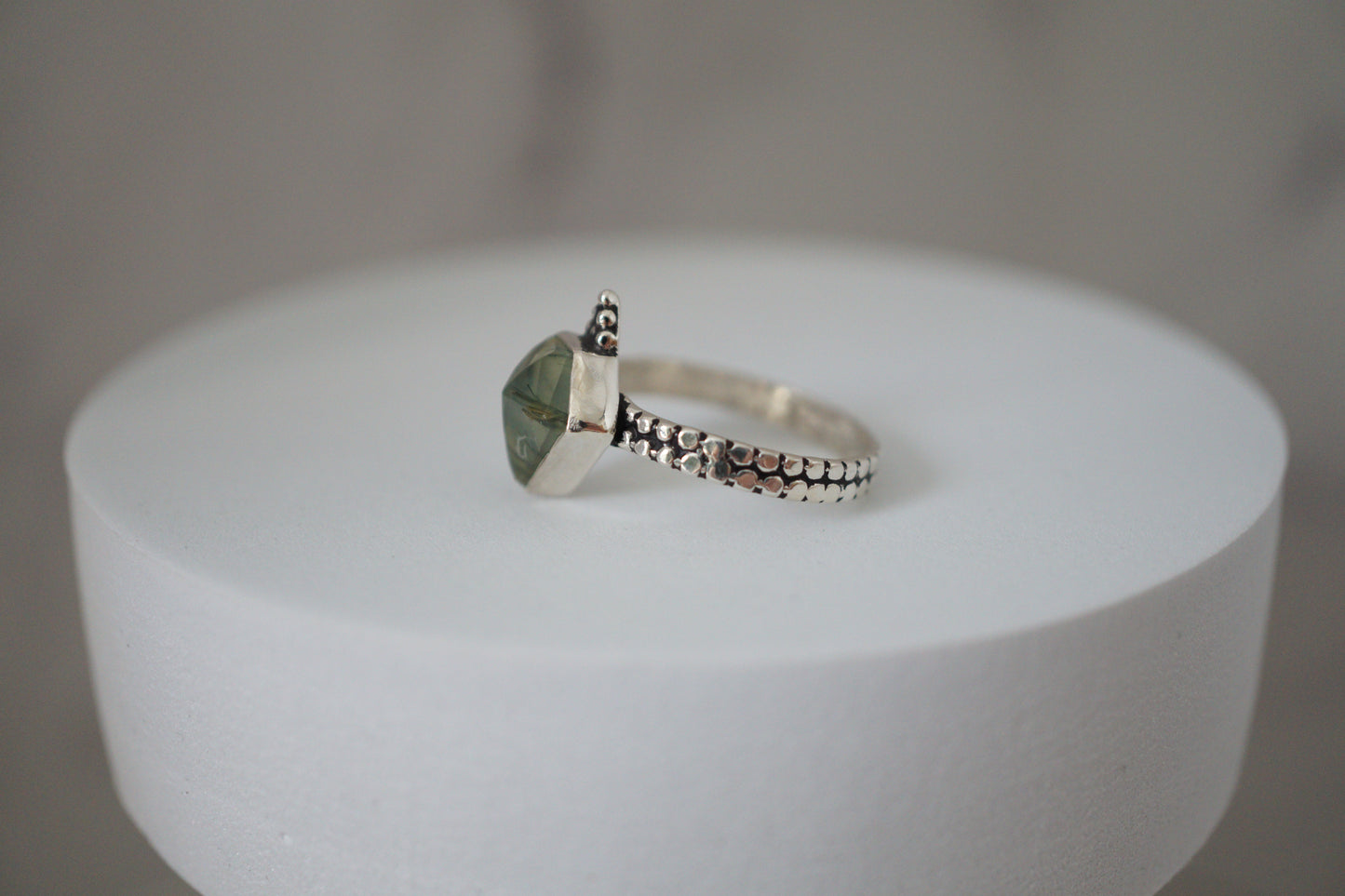 Prehnite Boho Kite Silver Ring