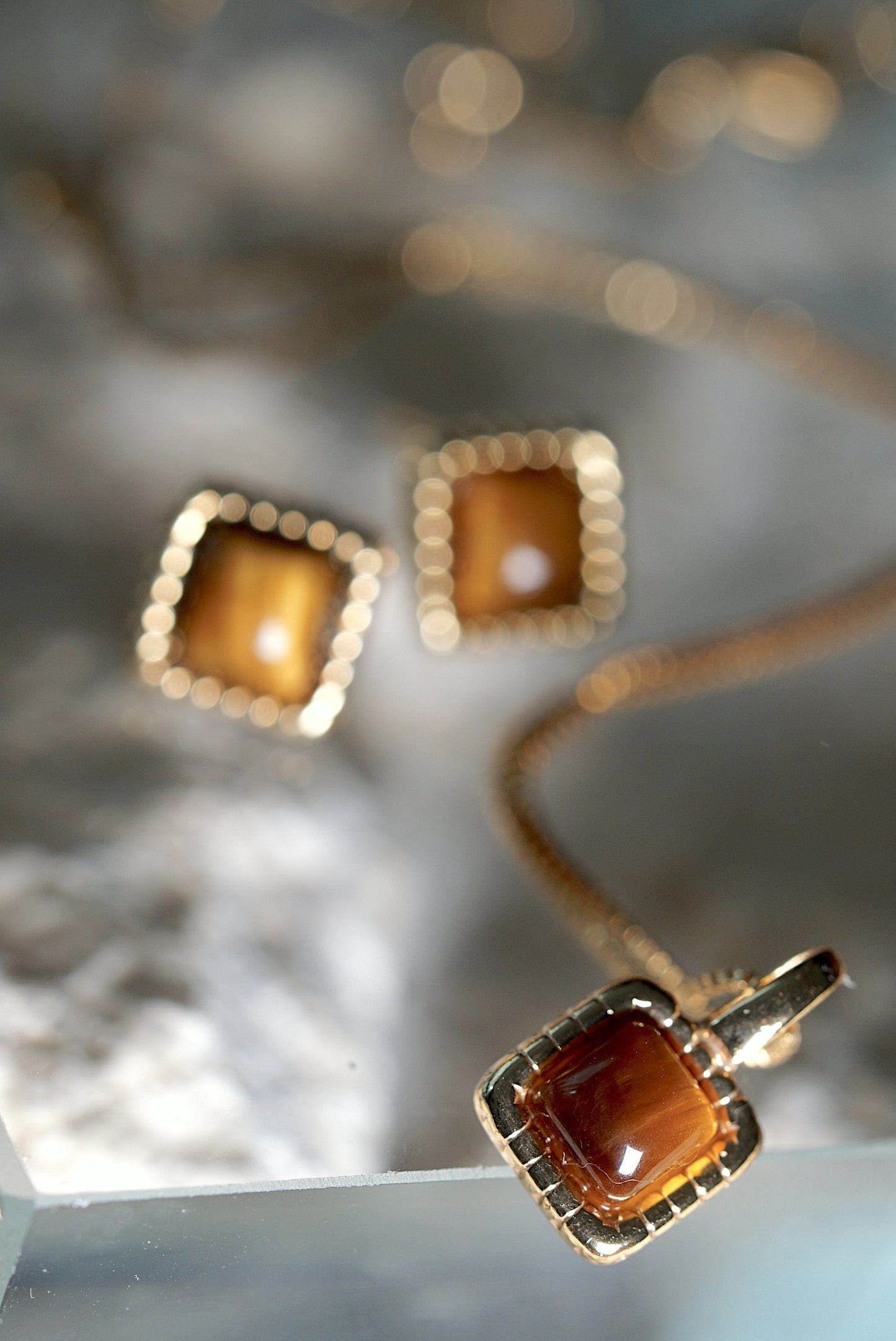 TIger's Eye Necklace and Earring Set