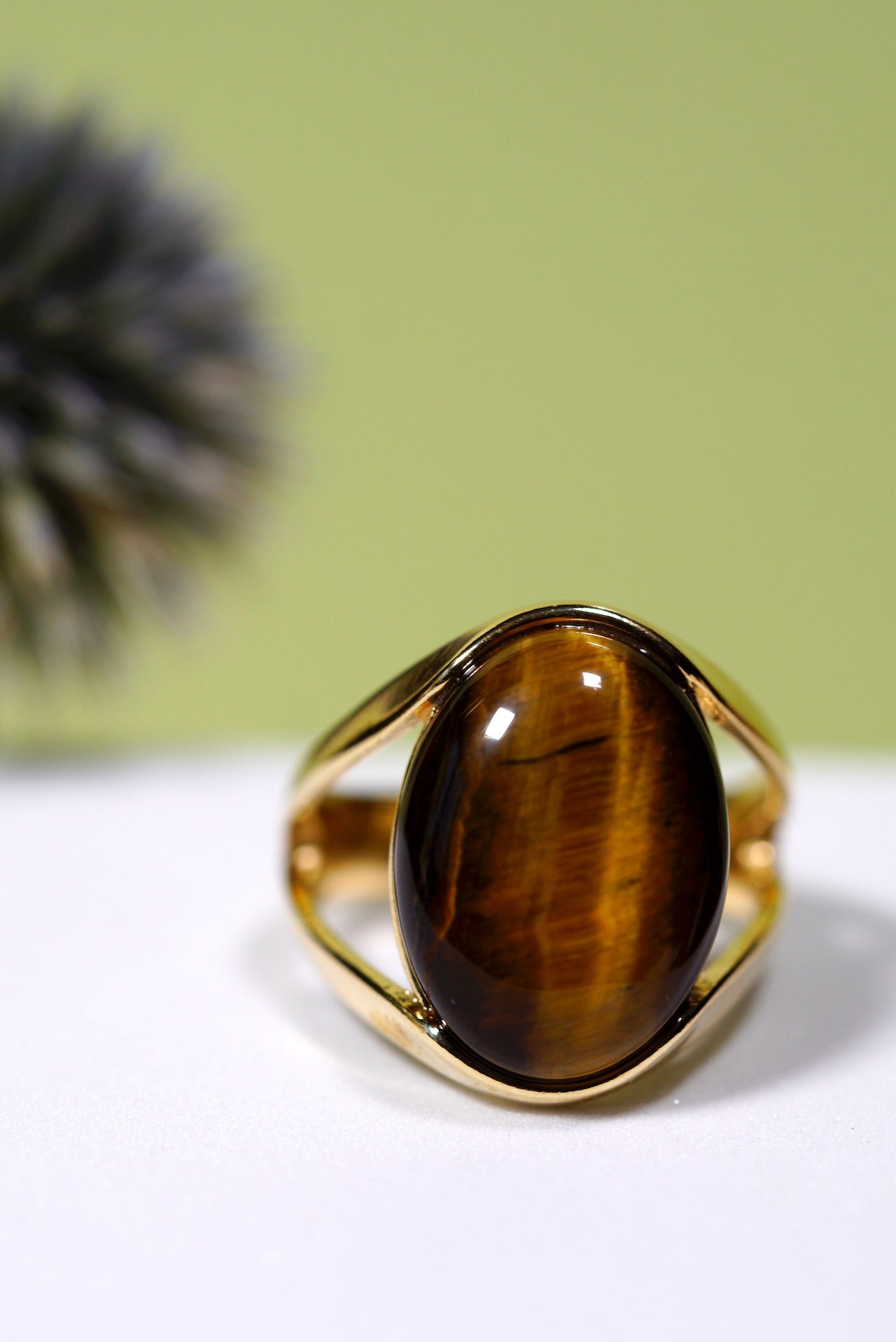 TIger's Eye Oval Gold Plated Ring