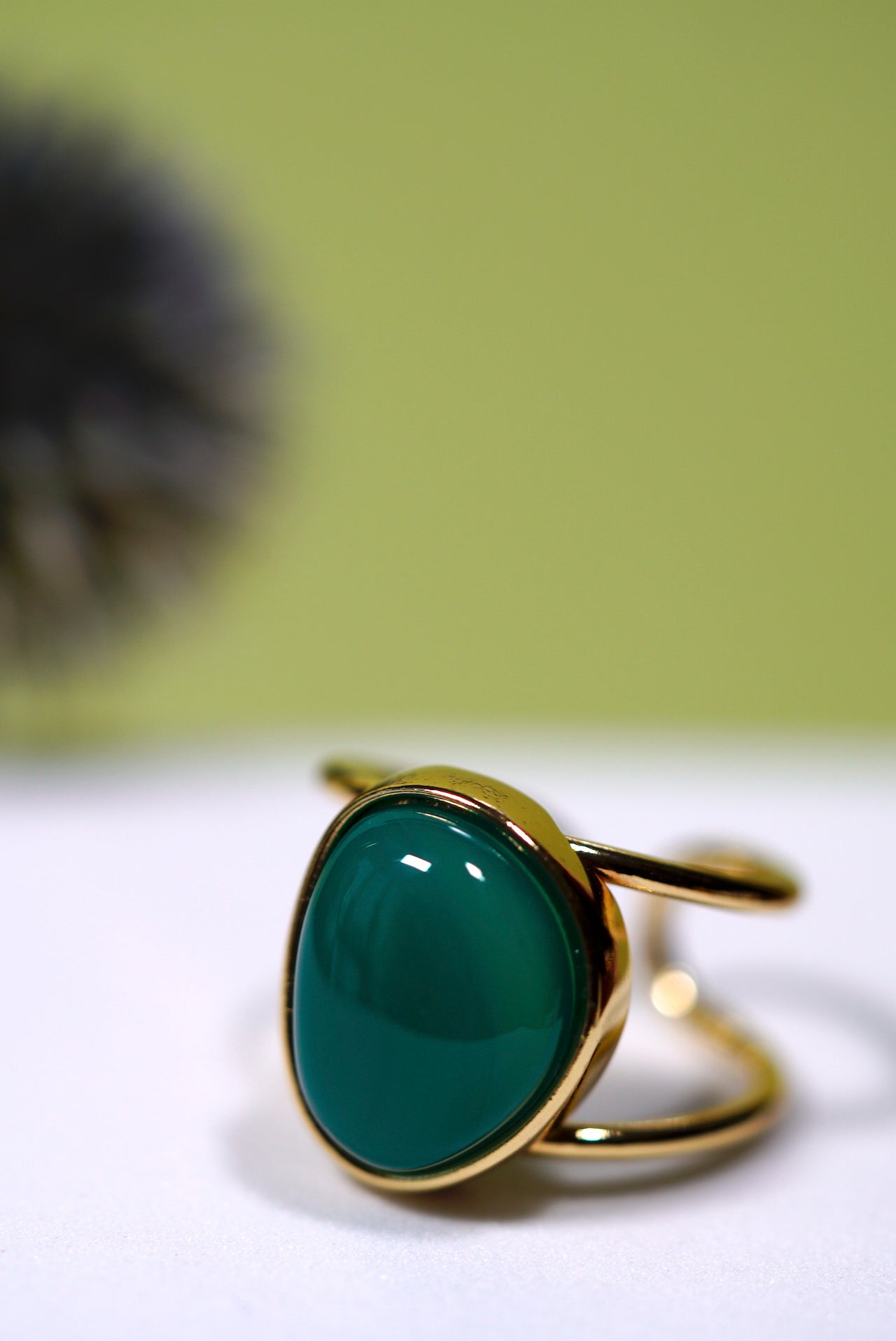 Green Agate Cuff Ring