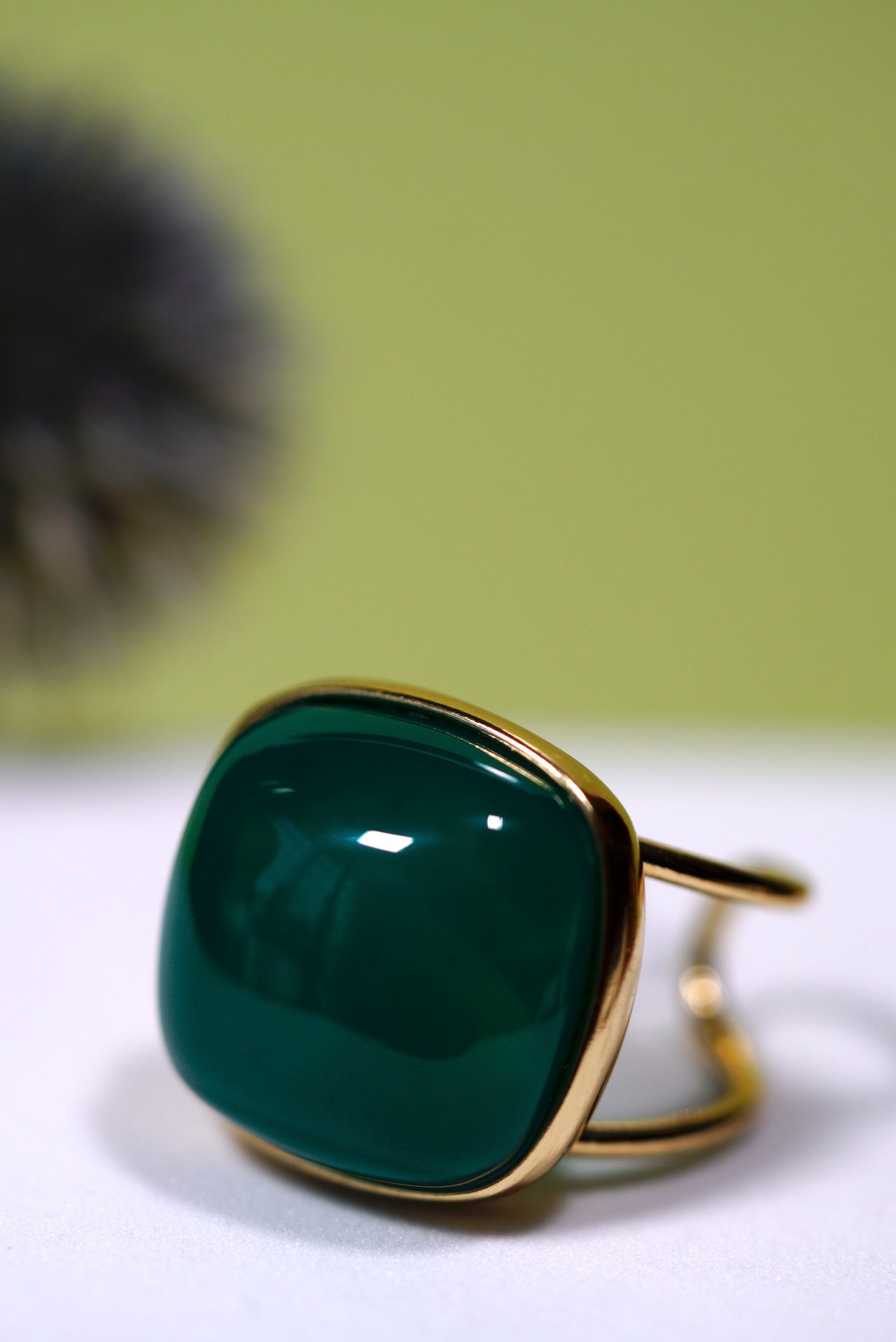 Green Agate Statement Ring