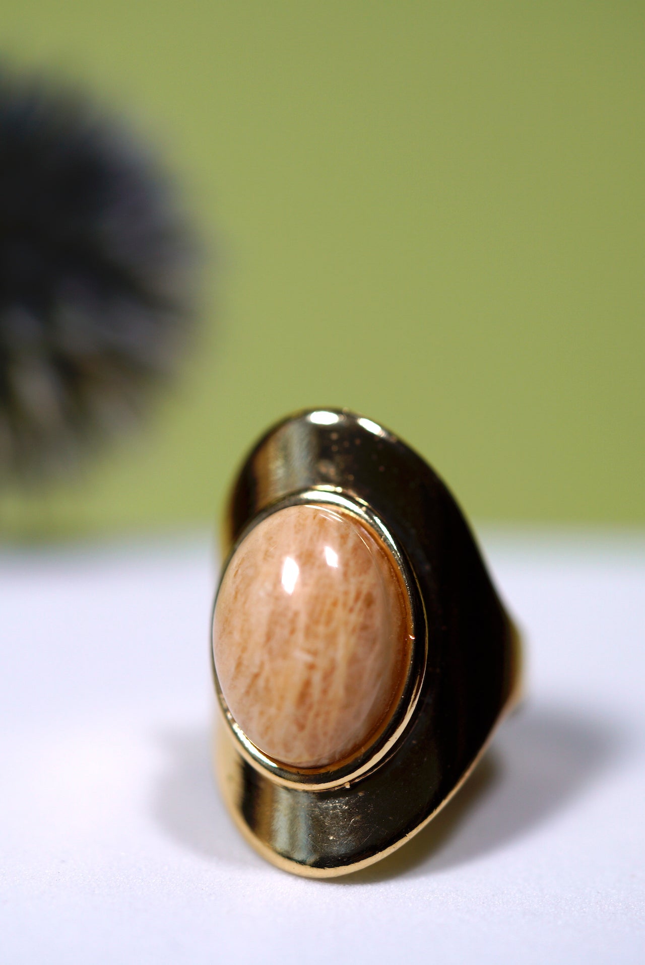 Amazonite Beige Statement Ring