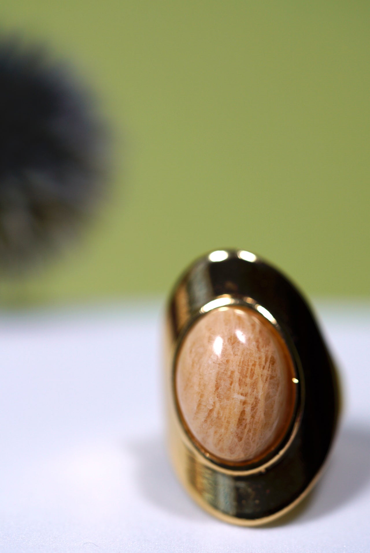 Amazonite Beige Statement Ring