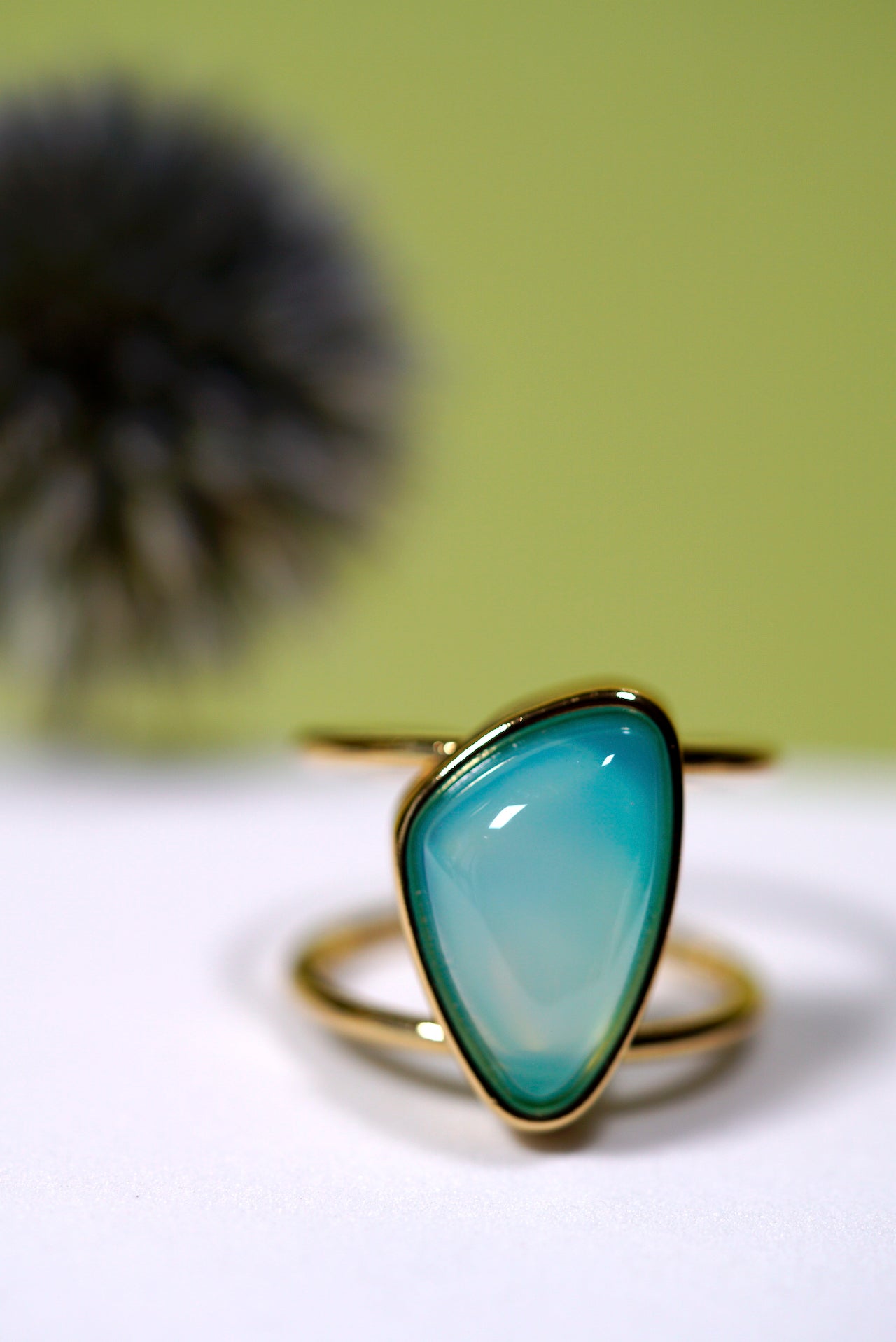 Aqua Agate Asymmetric Cuff Ring