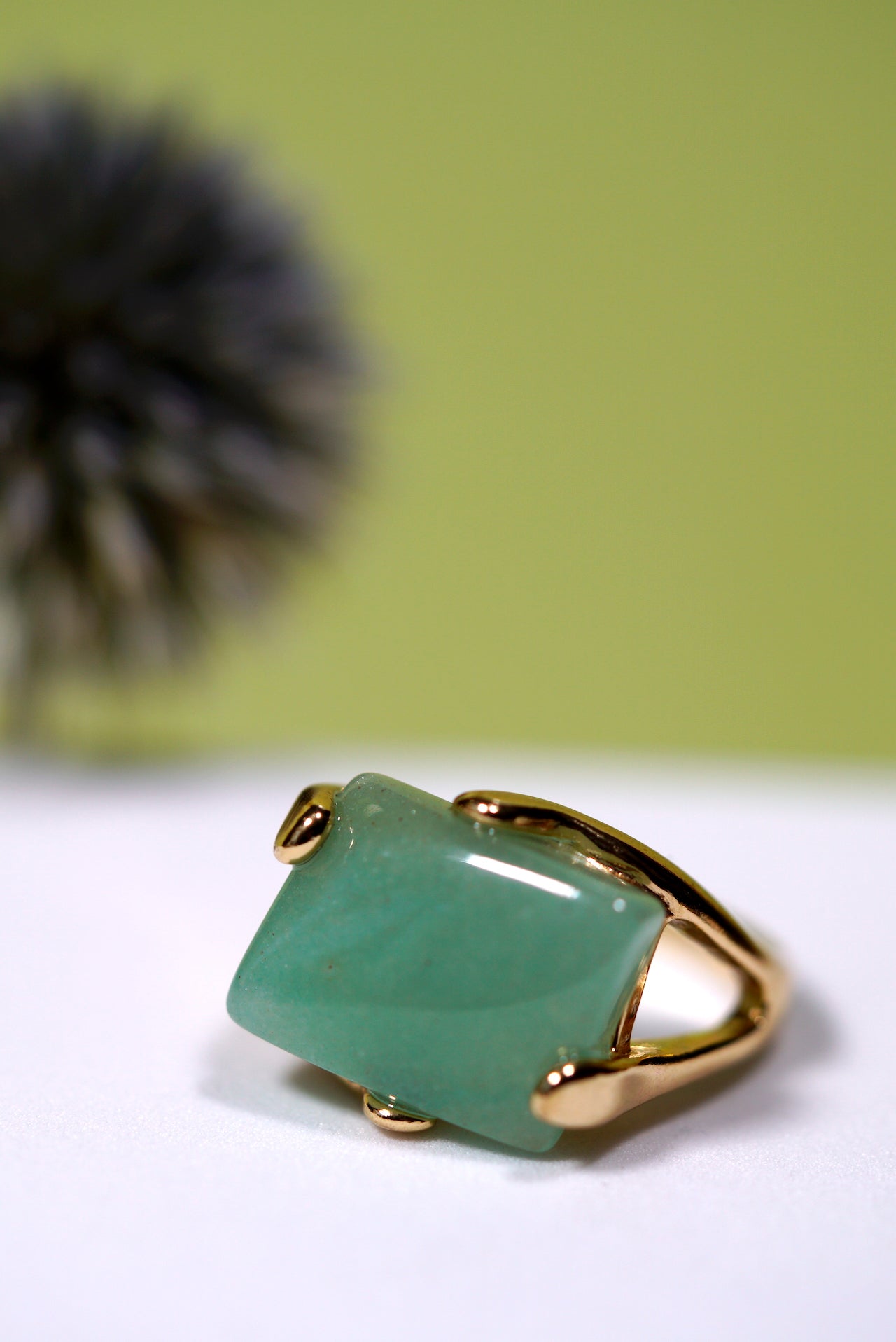 Natural Green Quartz Statement Ring