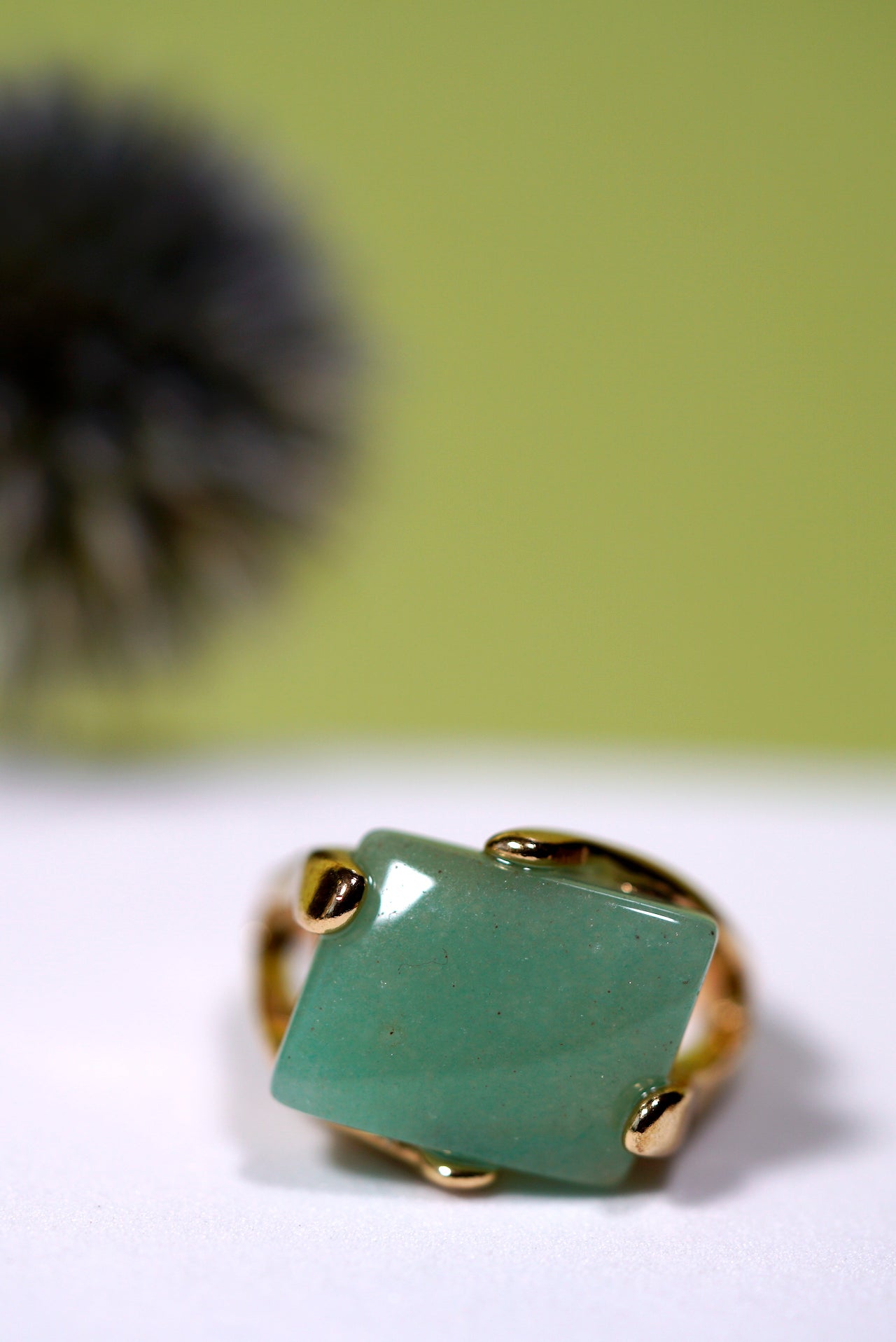 Natural Green Quartz Statement Ring