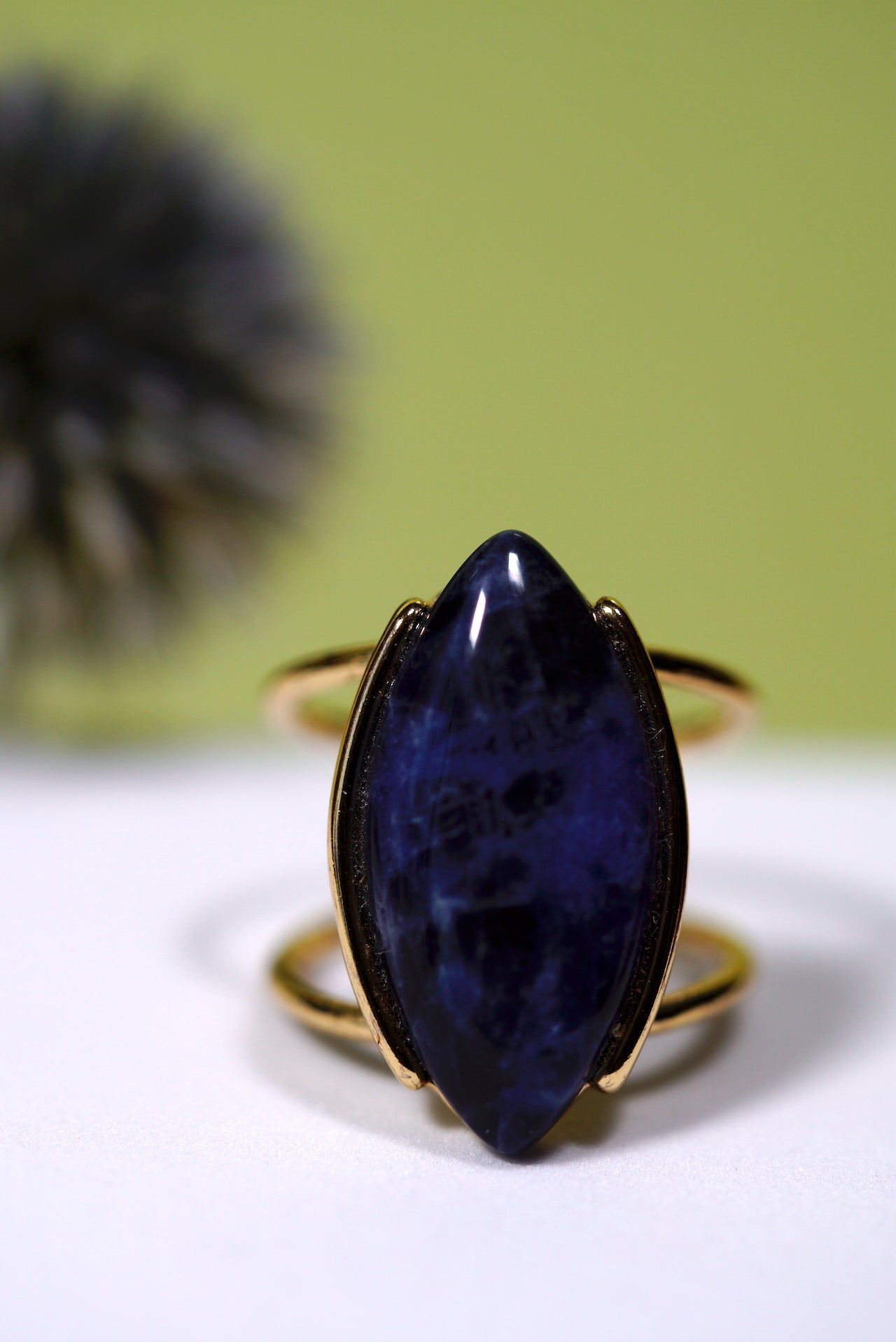 Sodalite Marquise Gold Ring