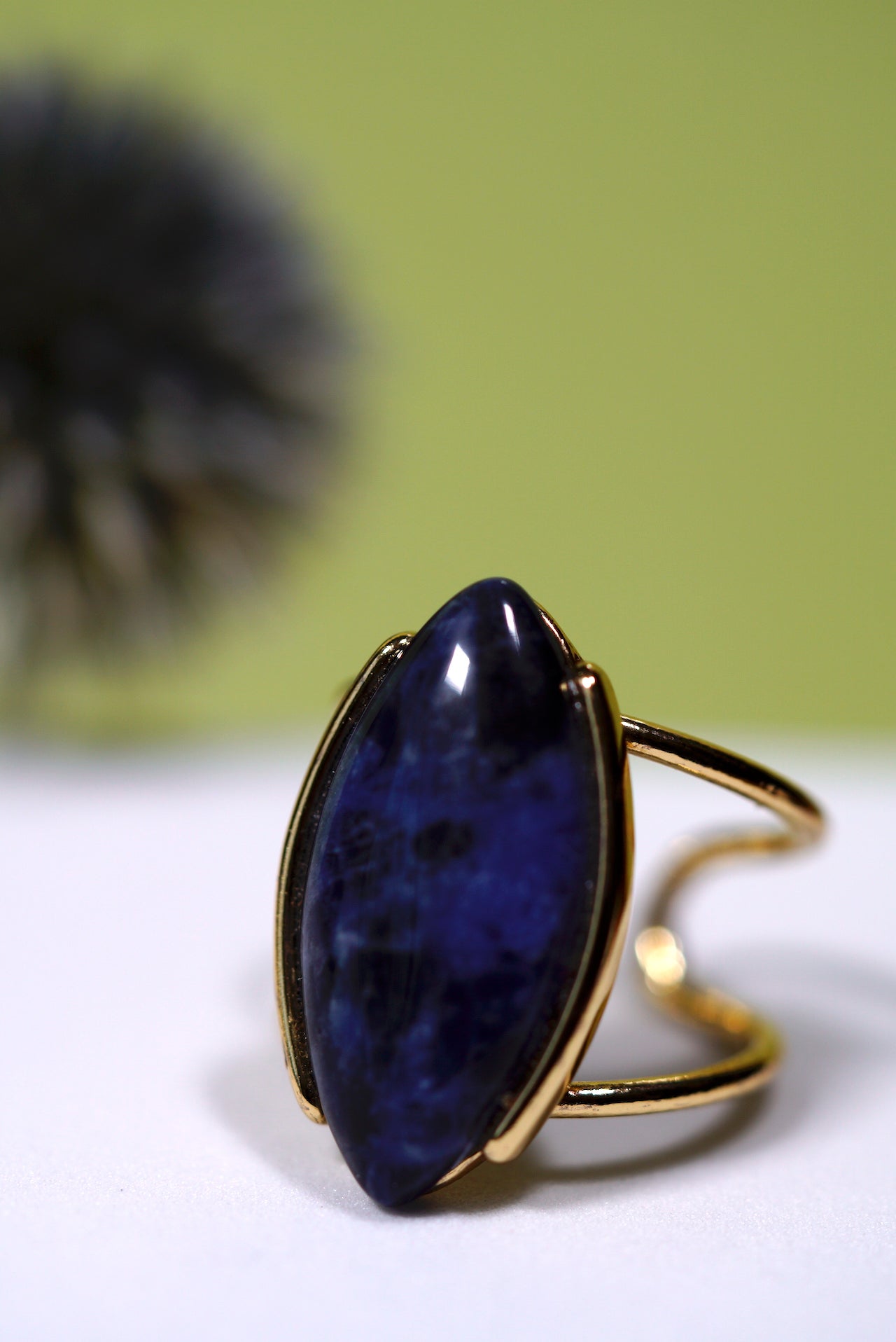 Sodalite Marquise Gold Ring
