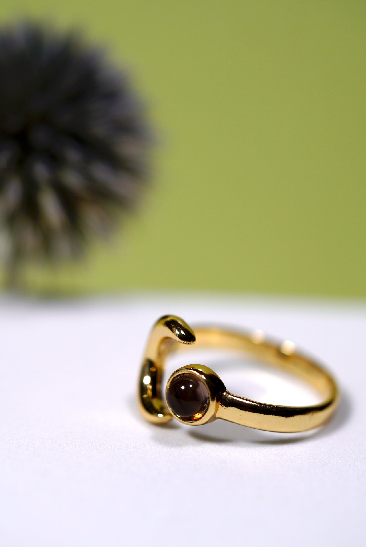 Moon and Smoky Quartz Ring