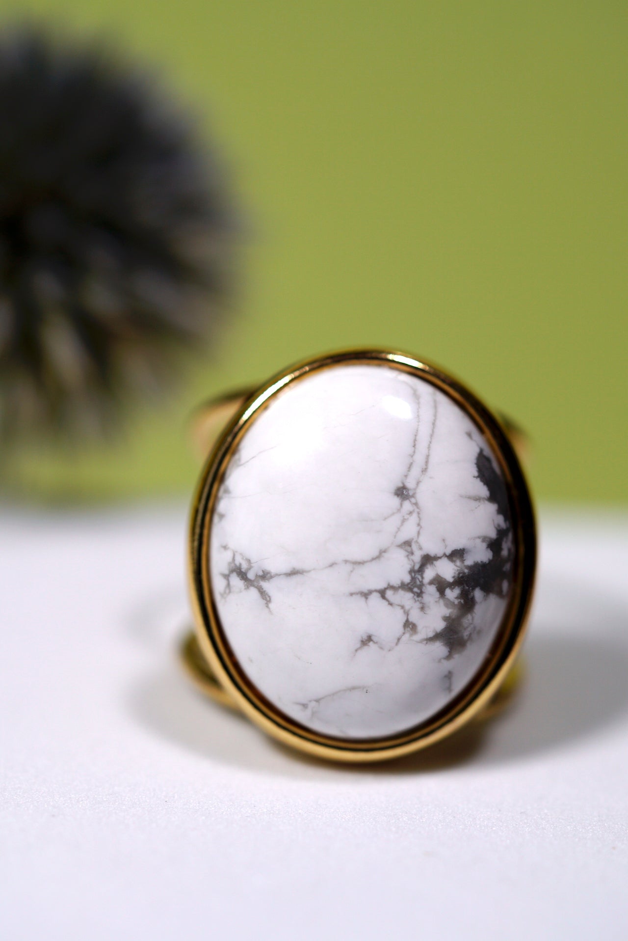White Howlite Cuff Ring