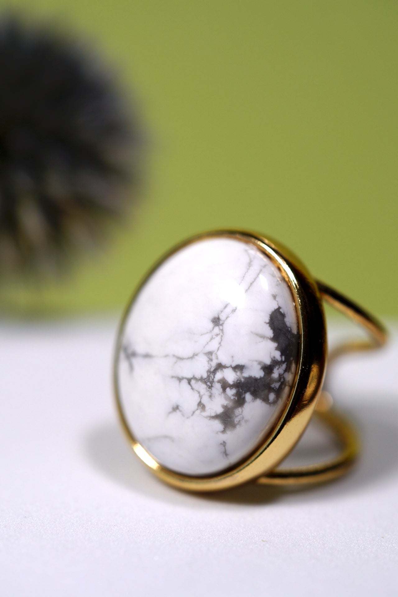 White Howlite Cuff Ring