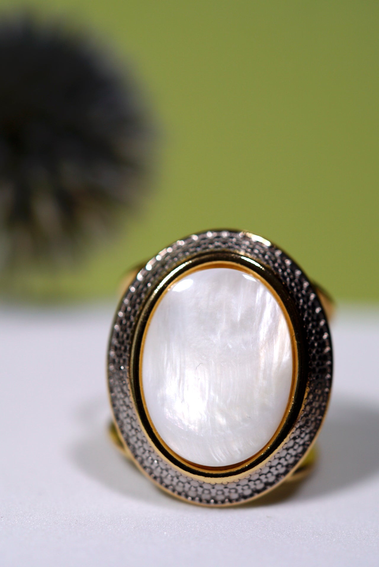 Mother-of-Pearl Cuff Statement Ring