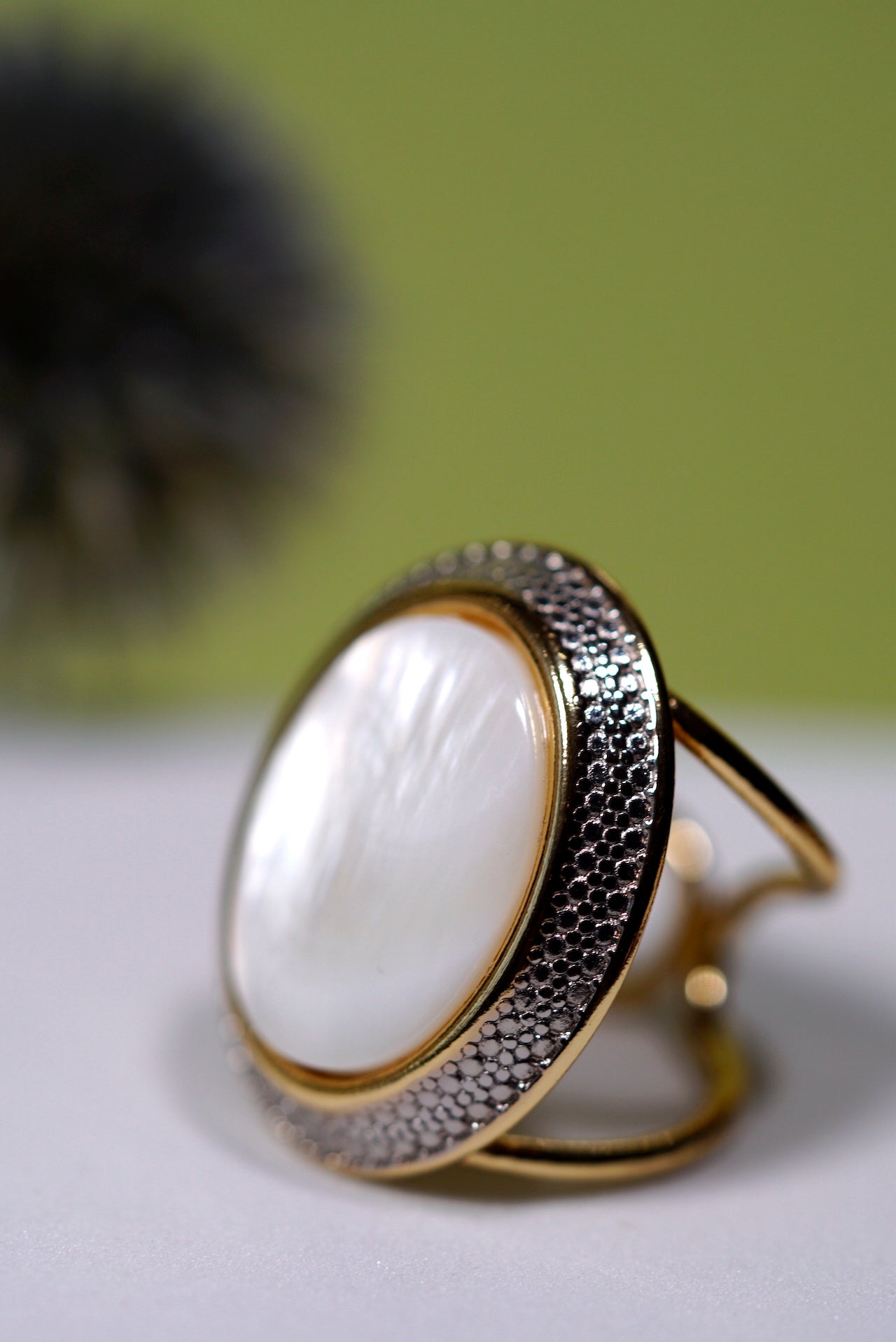 Mother-of-Pearl Cuff Statement Ring