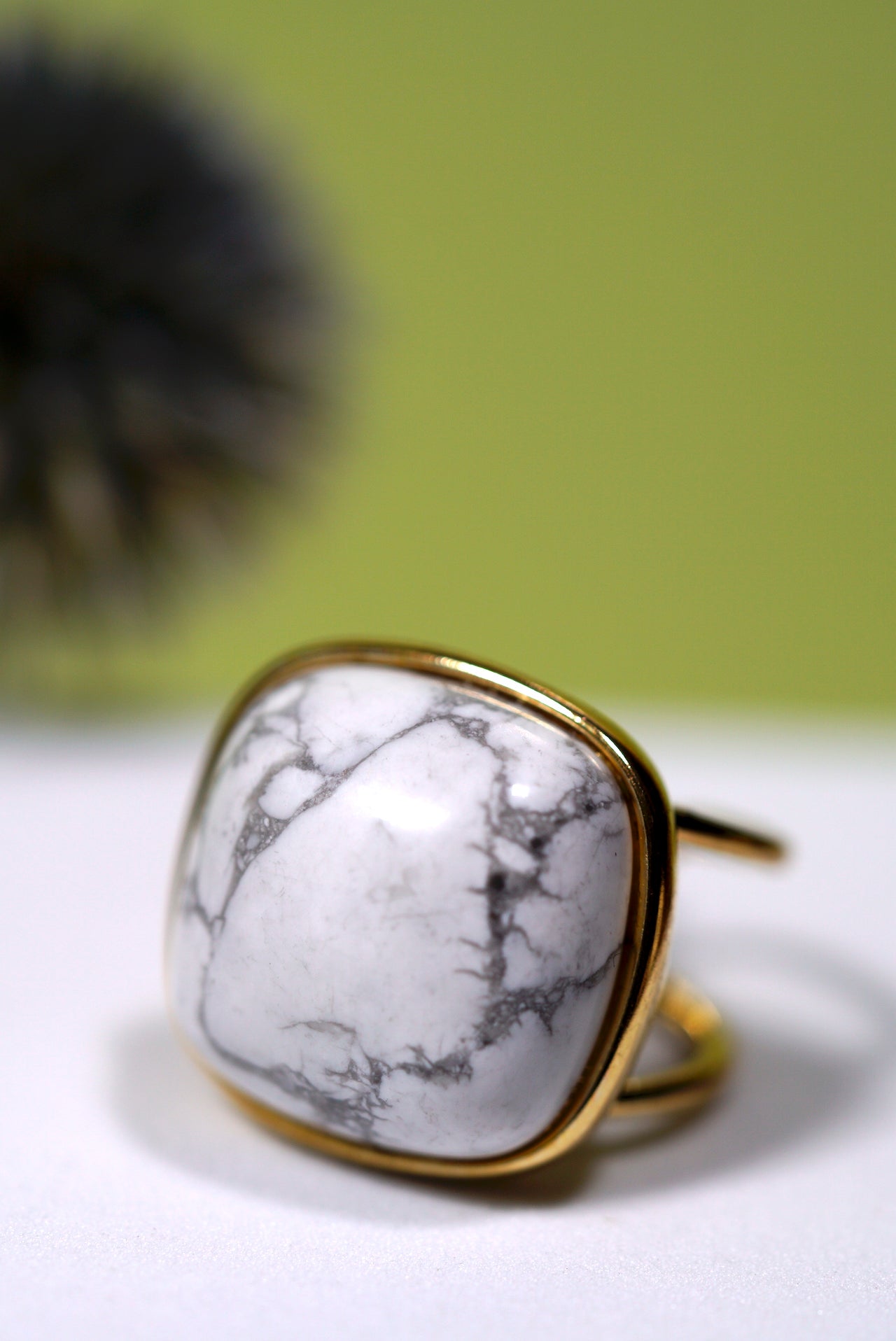 White Howlite Statement Ring