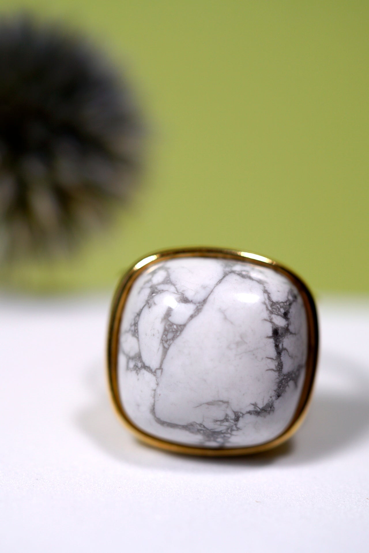 White Howlite Statement Ring
