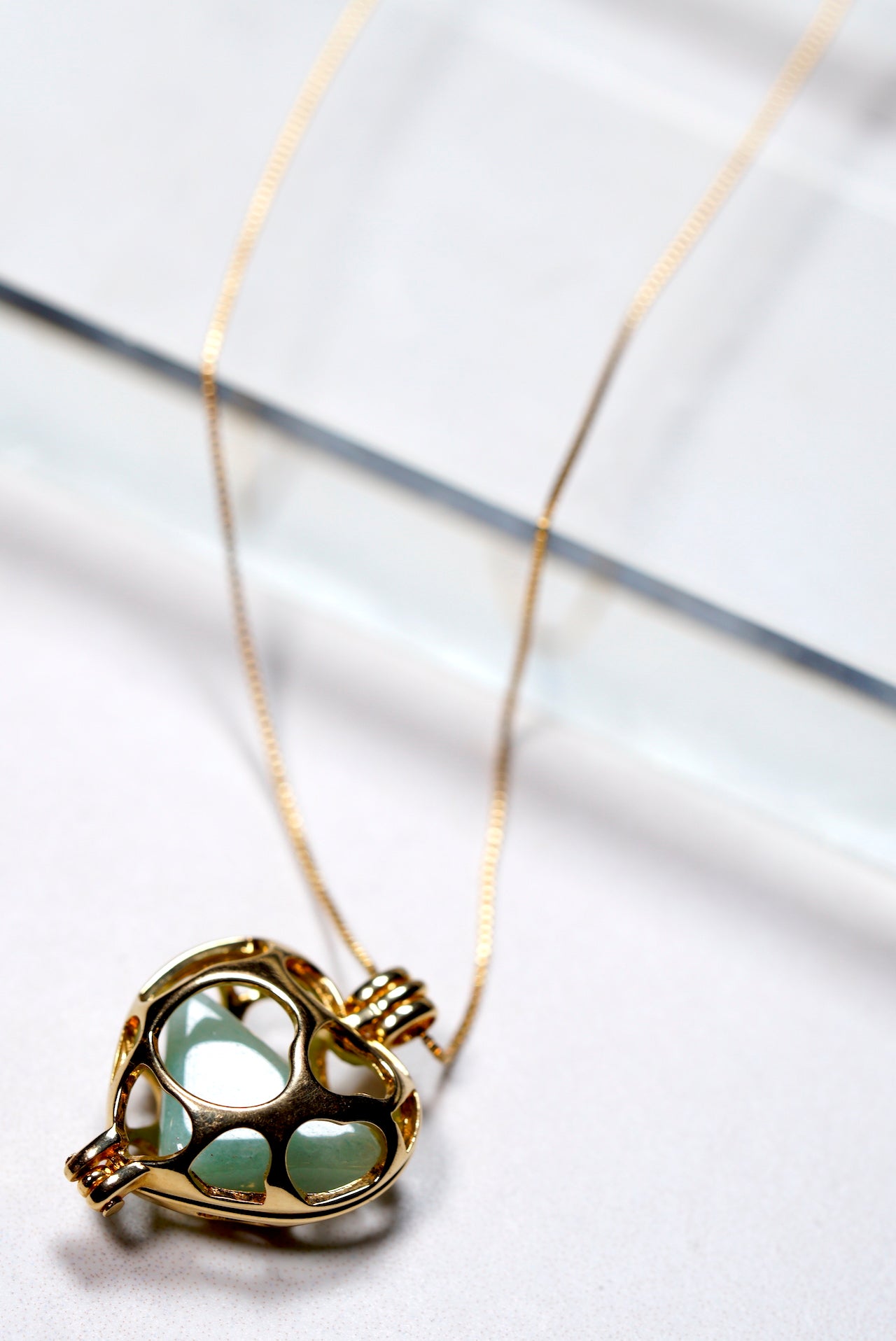 Gold Heart Locket Necklace - Changeable Gemstone Set