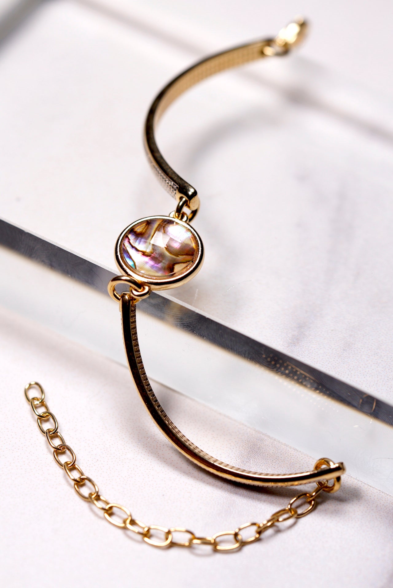 Iridescent  Abalone Bracelet - Gold and Rhodium Plated