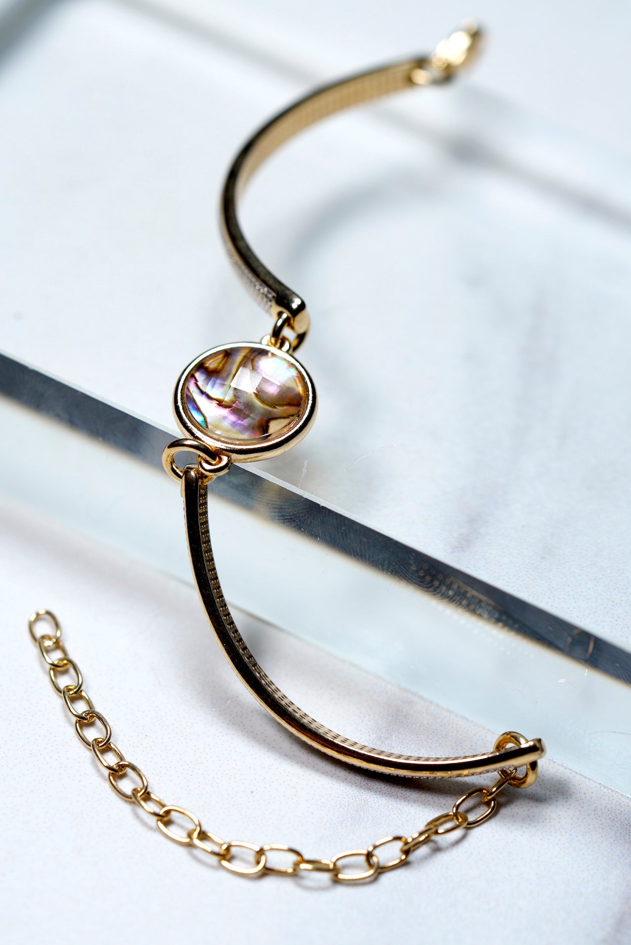 Iridescent  Abalone Bracelet - Gold and Rhodium Plated