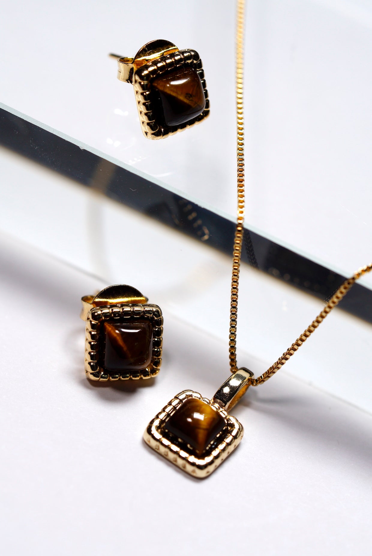 TIger's Eye Necklace and Earring Set