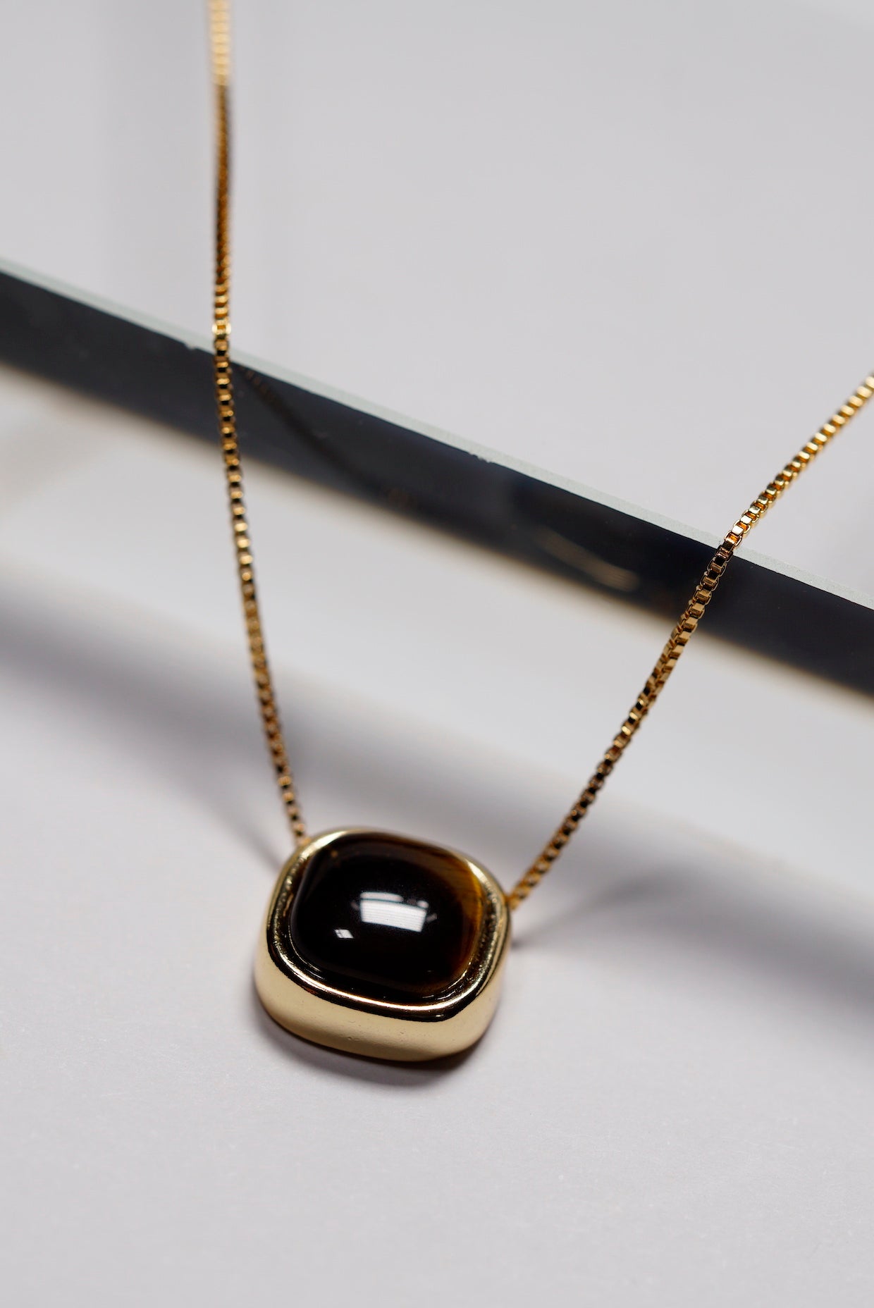 TIger's Eye Square Necklace and Earrings Set