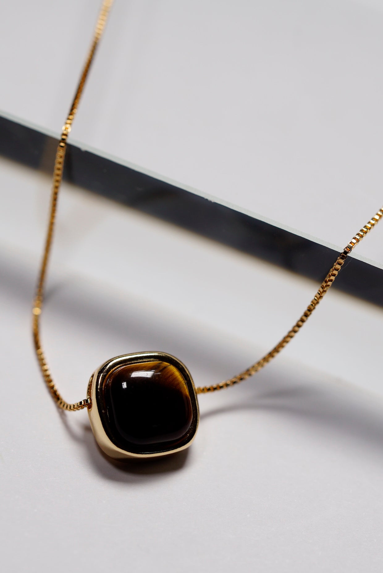 TIger's Eye Square Necklace and Earrings Set