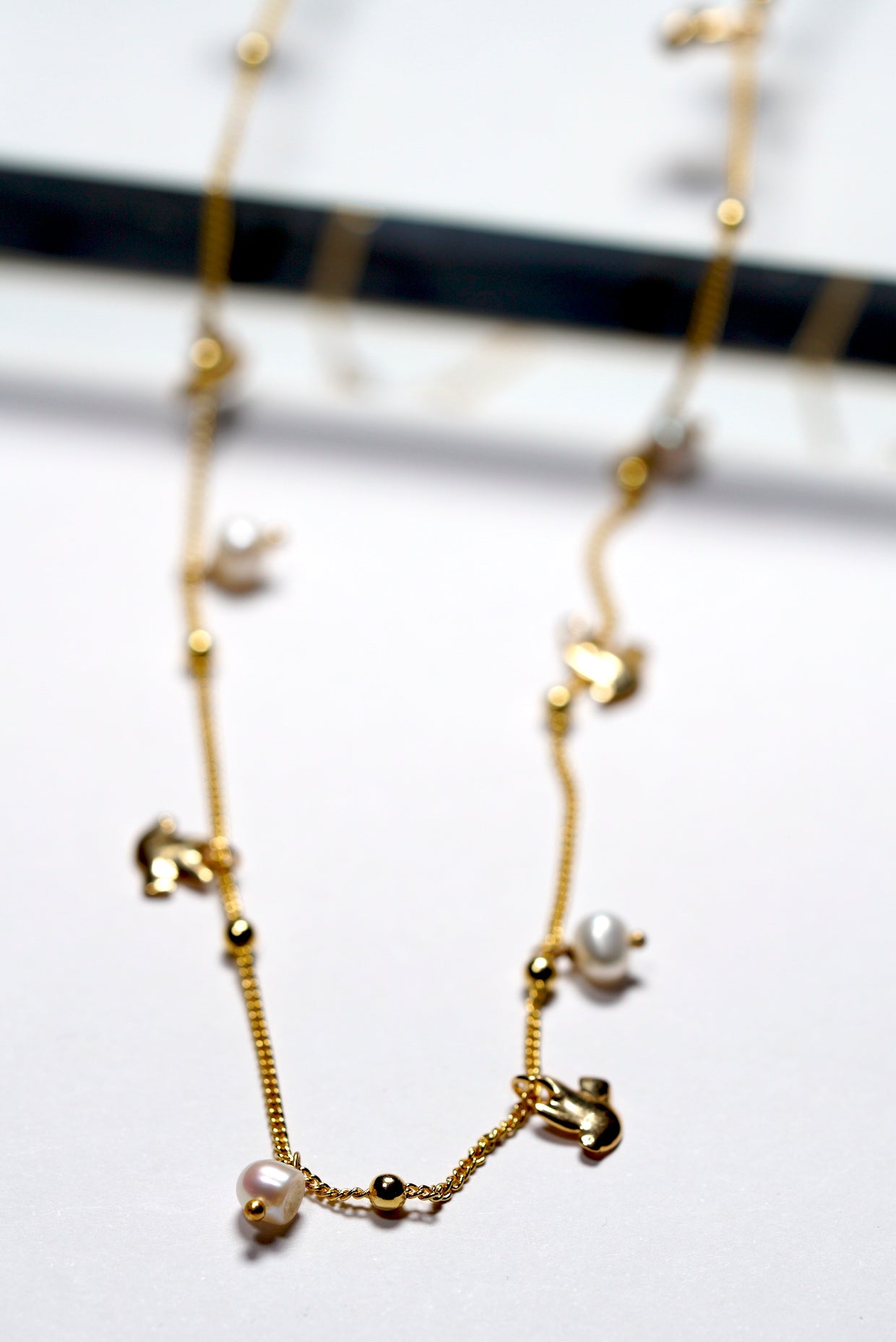 Gold Plated Freshwater Pearl & Bird Charm Necklace