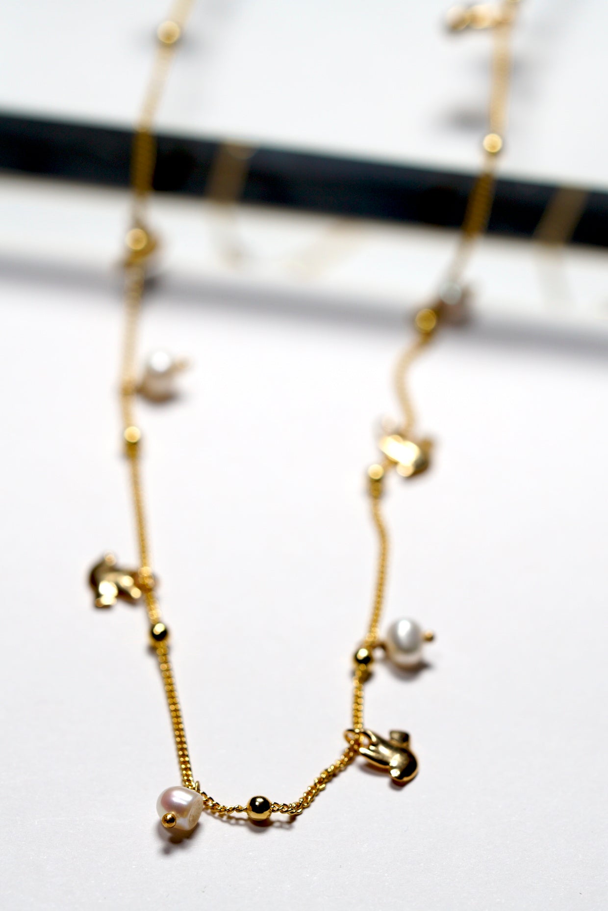 Gold Plated Freshwater Pearl & Bird Charm Necklace