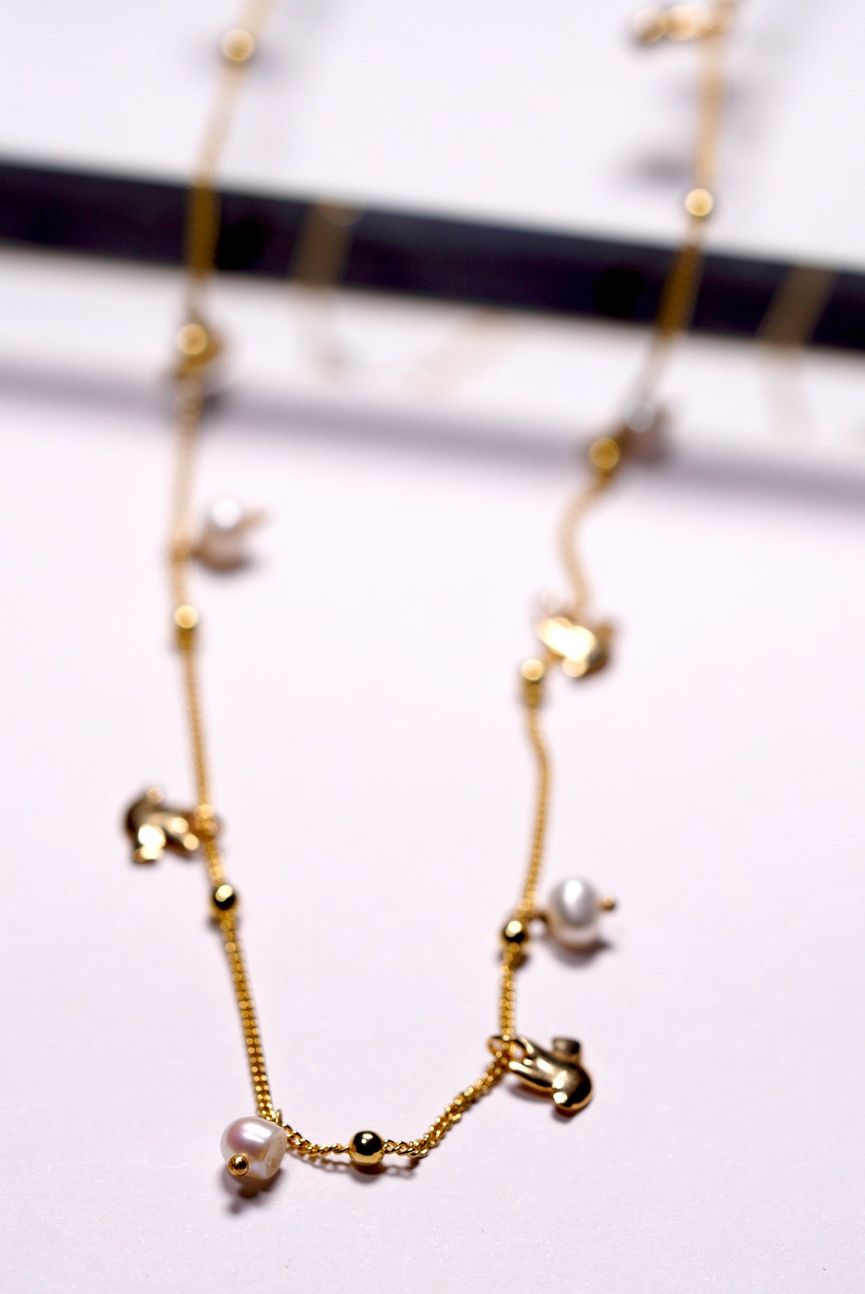 Gold Plated Freshwater Pearl & Bird Charm Necklace