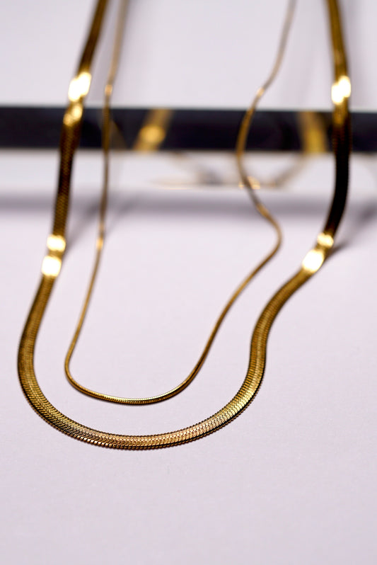 Double Layer Gold Plated Snake Chain Necklace