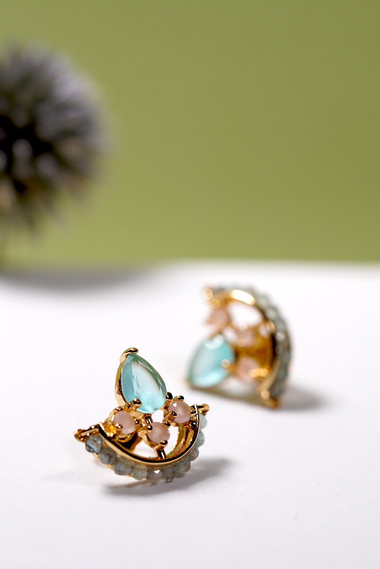 Teardrop Aqua Stud Earrings