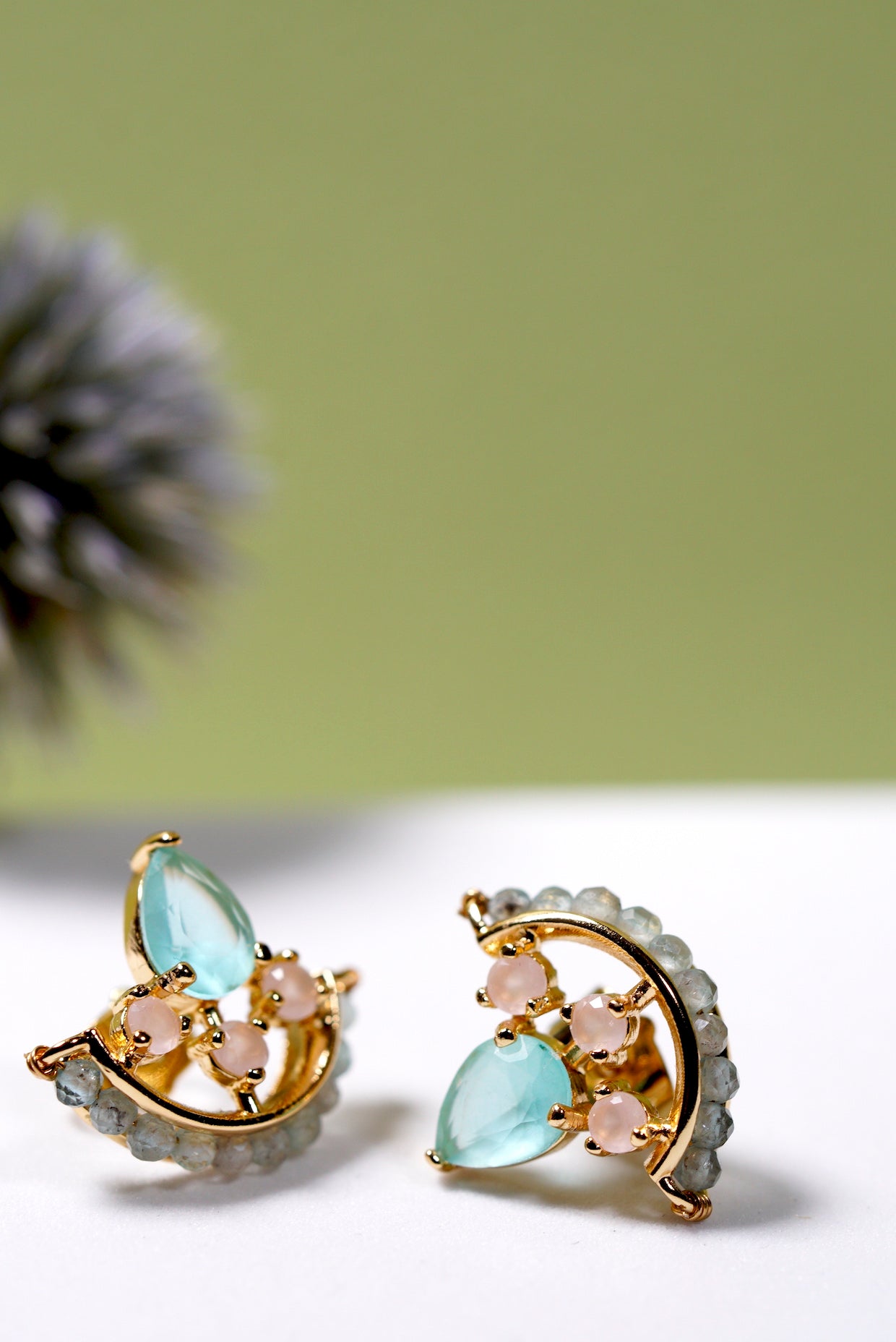 Teardrop Aqua Stud Earrings