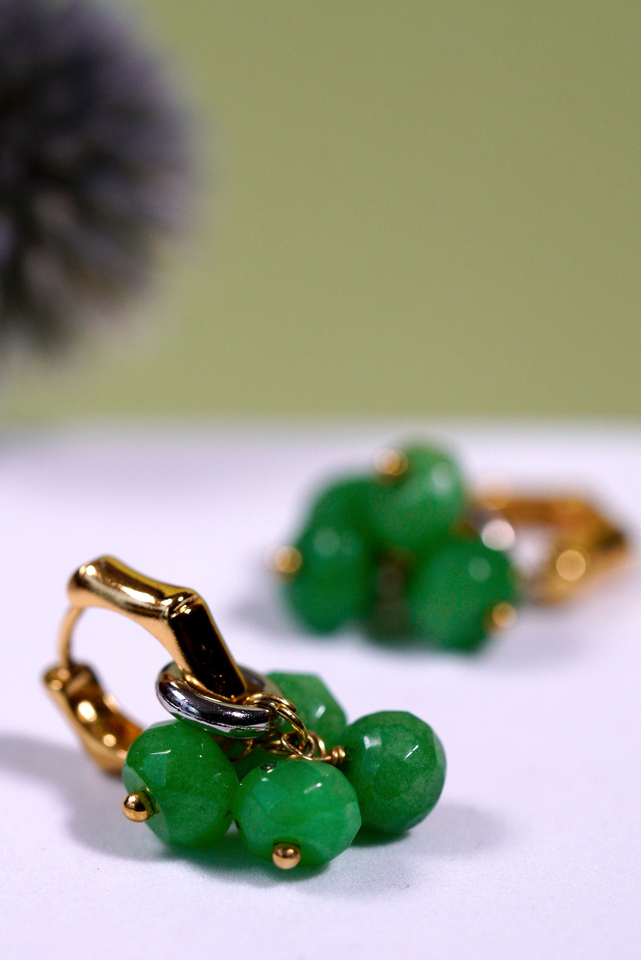 Green Agate Wave Hoop