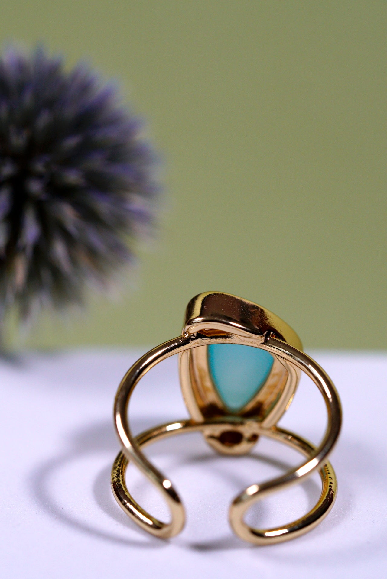 Aqua Agate Asymmetric Cuff Ring