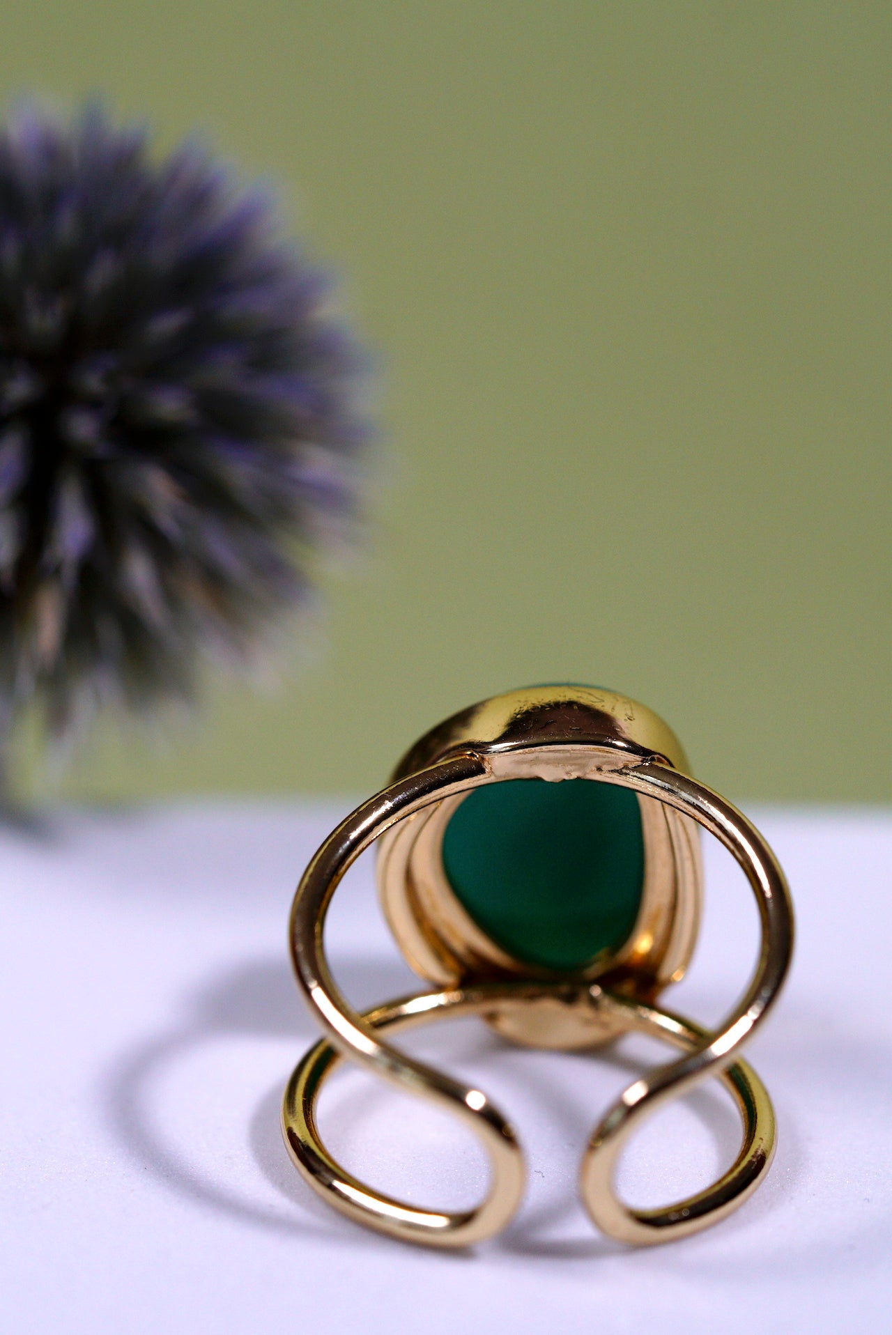 Green Agate Cuff Ring