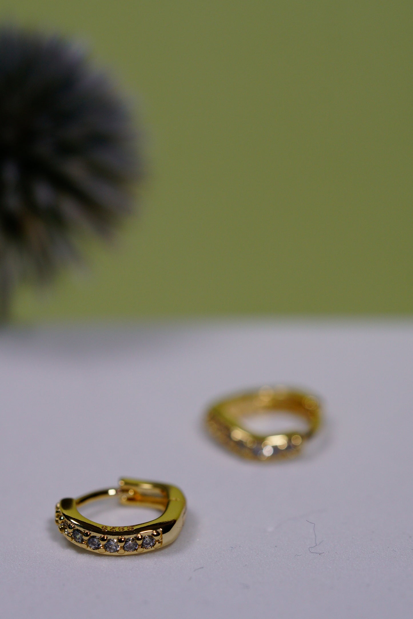 Gold Crystal Huggie Hoop Earrings