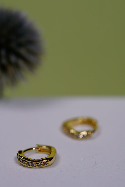 Gold Plain Huggie Hoop Earrings