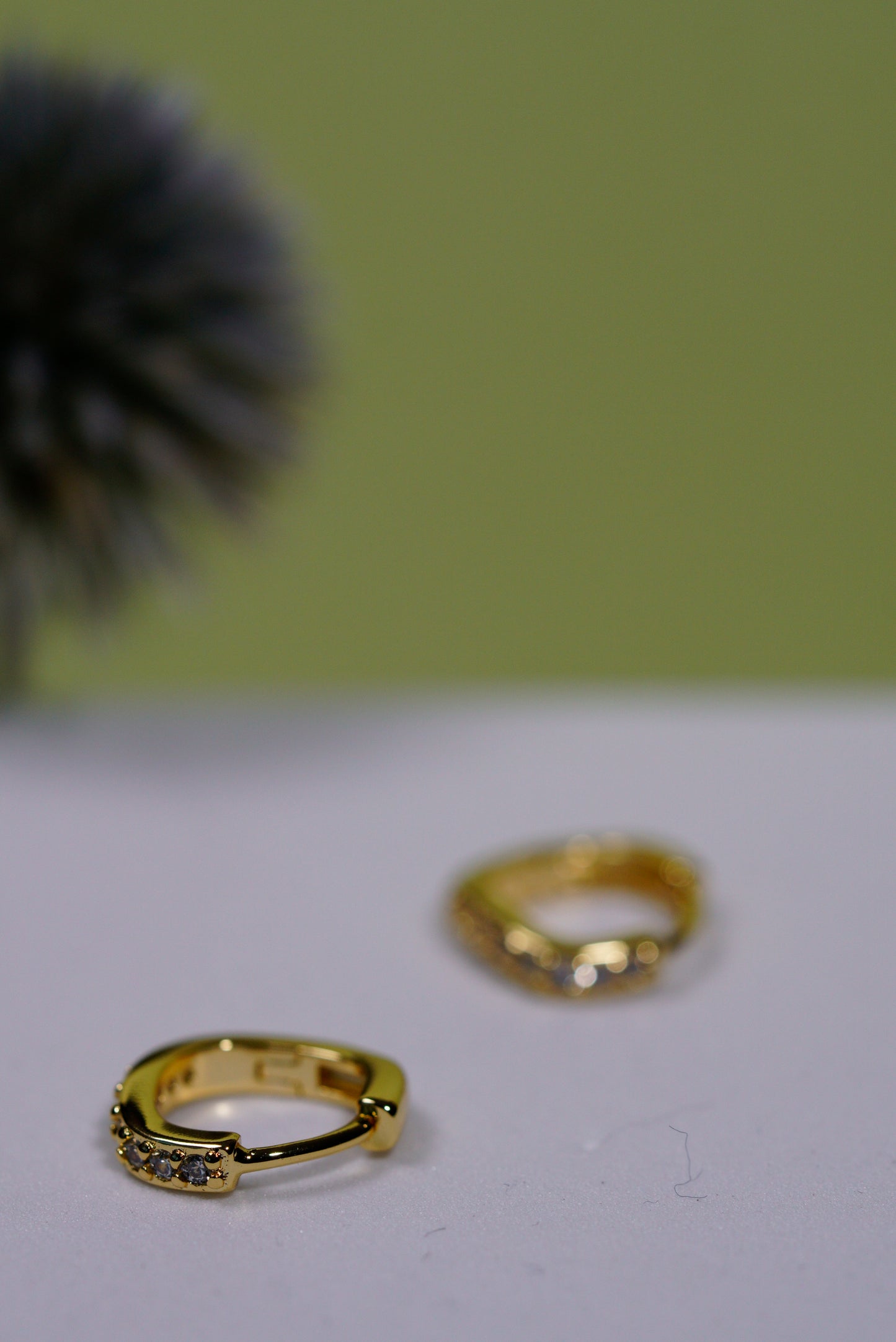 Gold Crystal Huggie Hoop Earrings