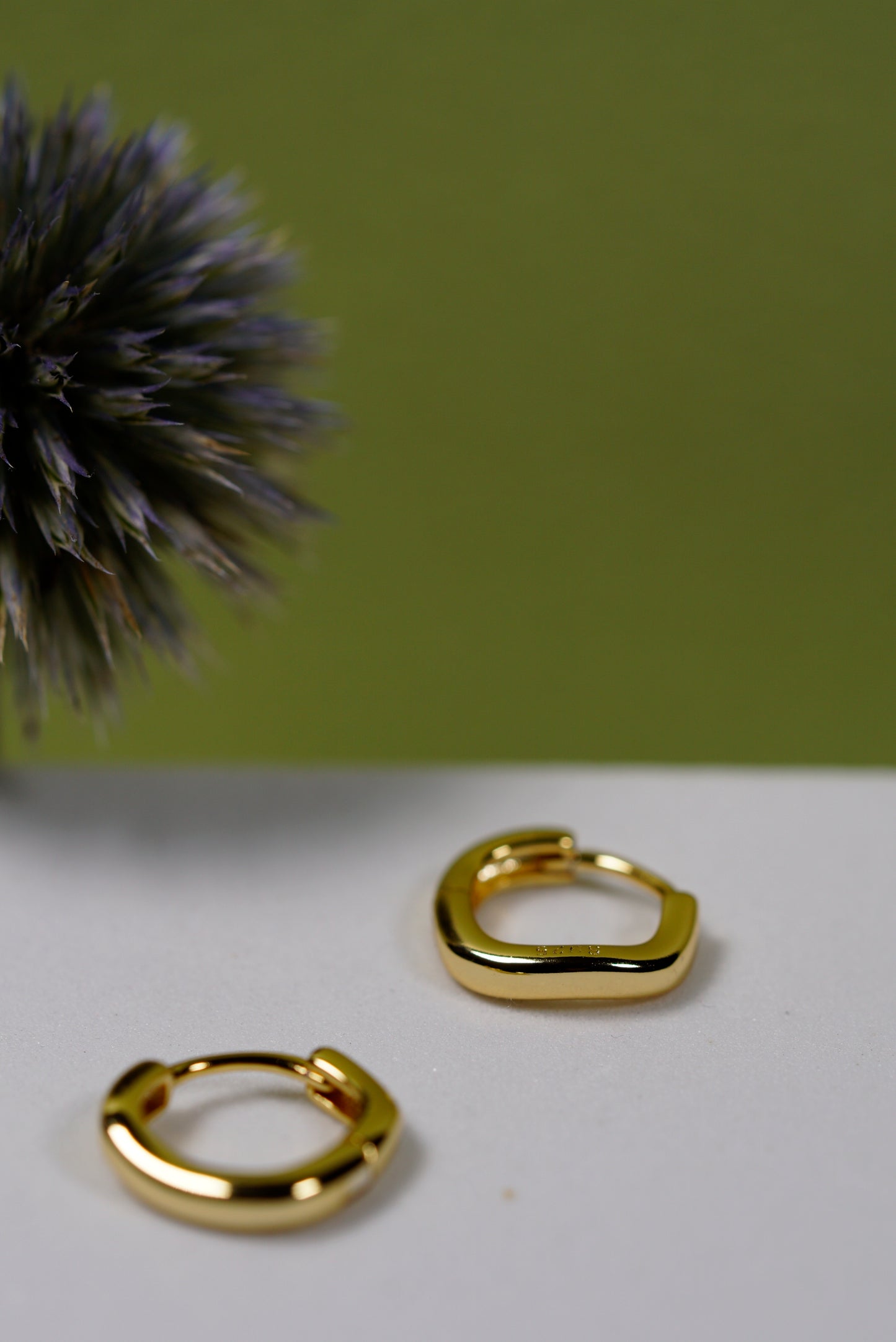 Gold Plain Huggie Hoop Earrings