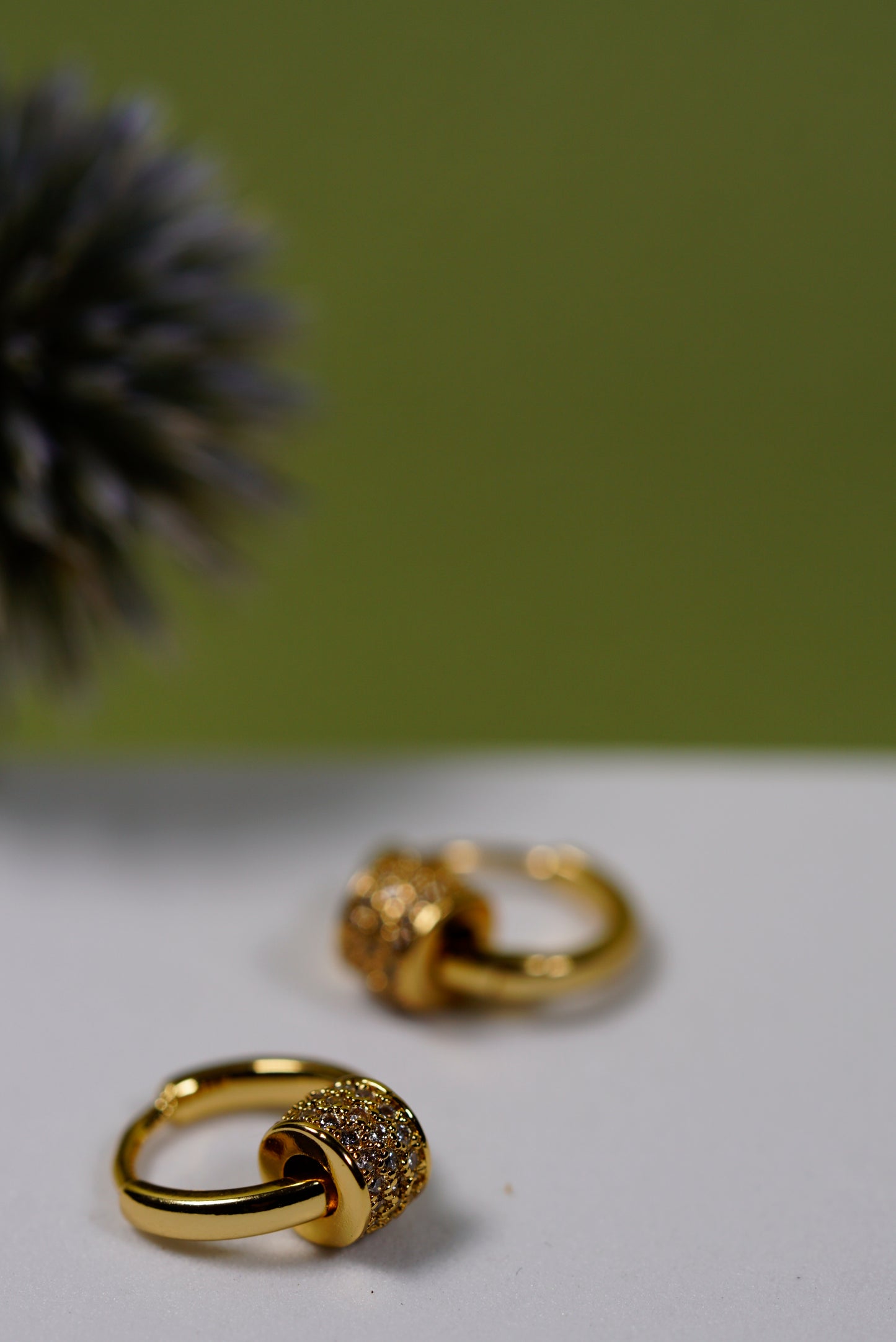 Gold Pavé Charm Huggie Hoop Earrings