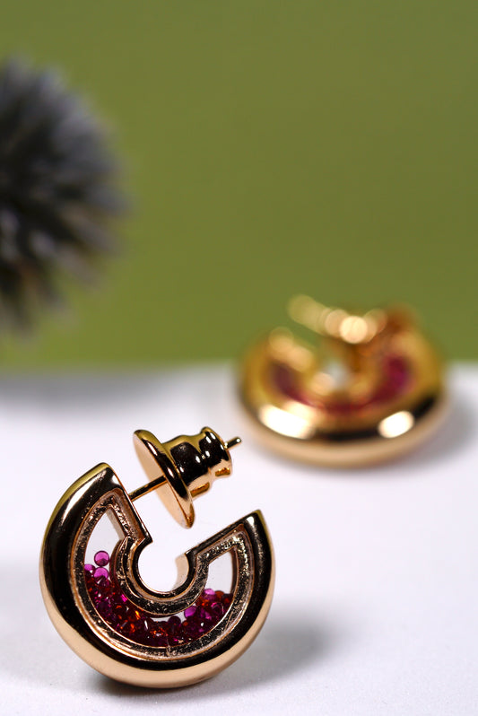 Pink Sparkle Gold-Plated Hoop