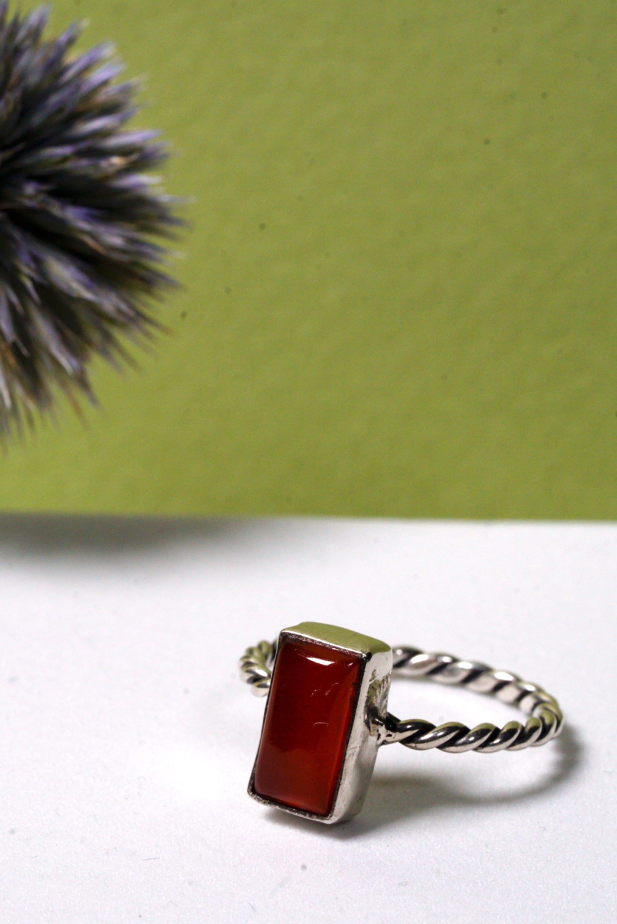 Red Onyx Sterling Silver Rectangle Ring