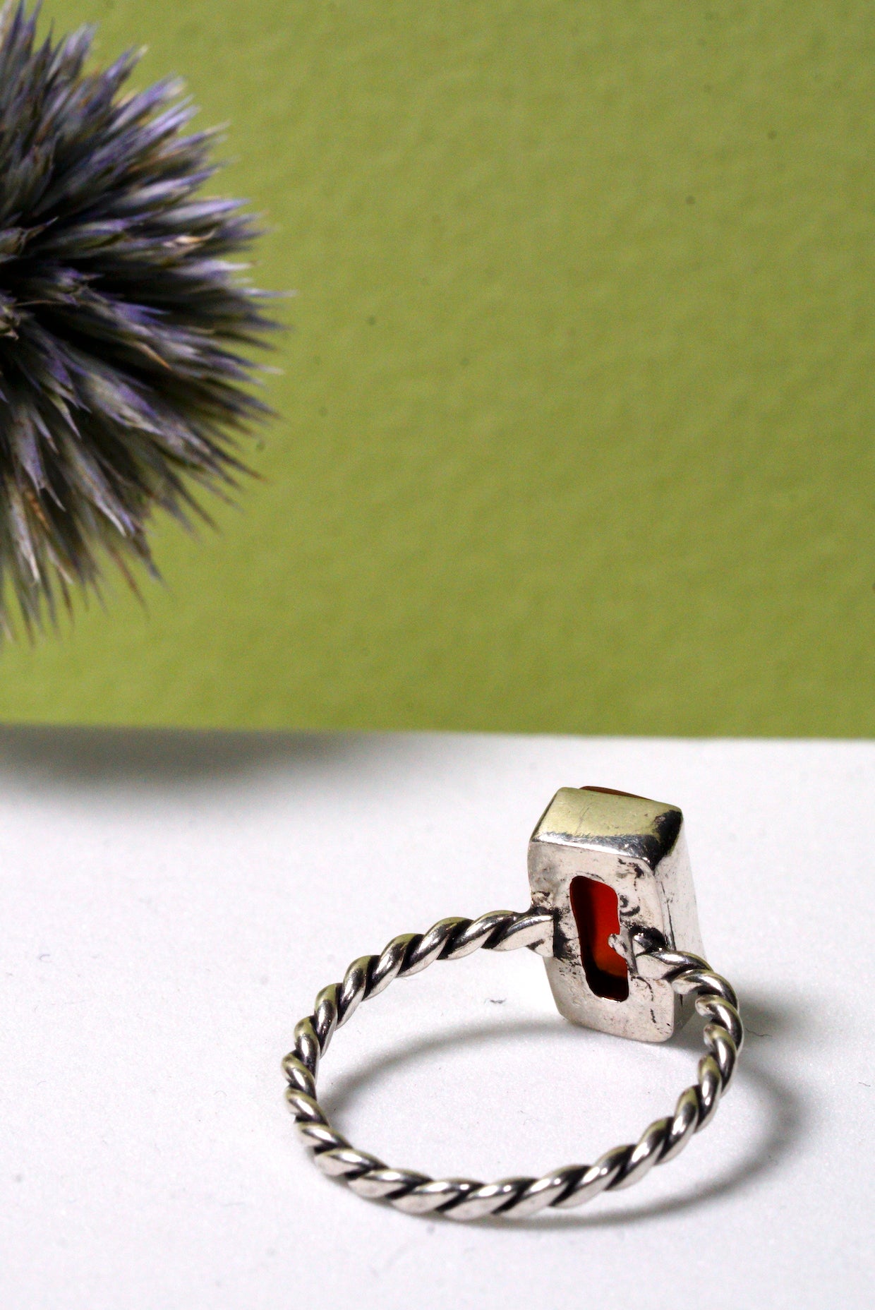 Red Onyx Sterling Silver Rectangle Ring