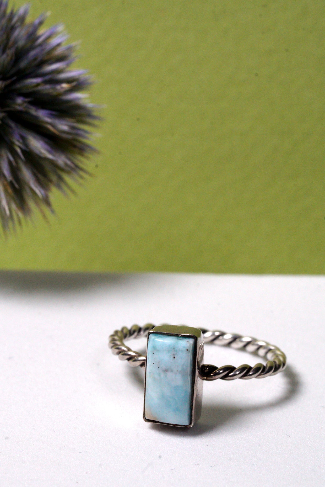 Larimar Sterling Silver Rectangle Ring.
