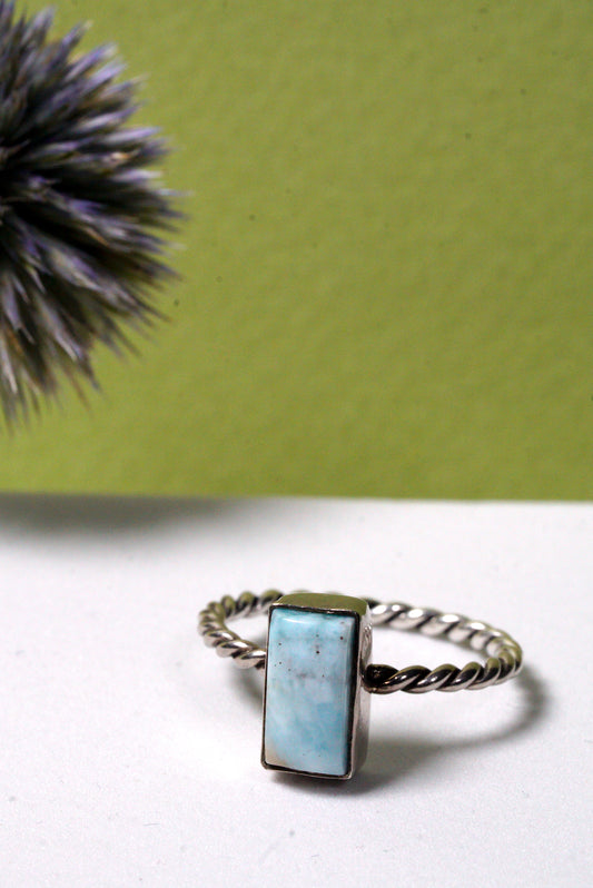 Larimar Sterling Silver Rectangle Ring.