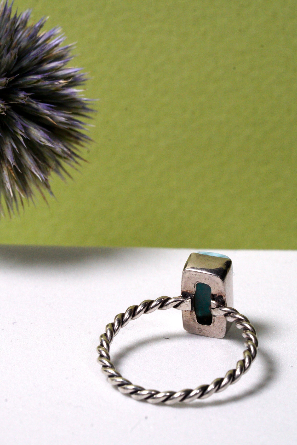 Larimar Sterling Silver Rectangle Ring.