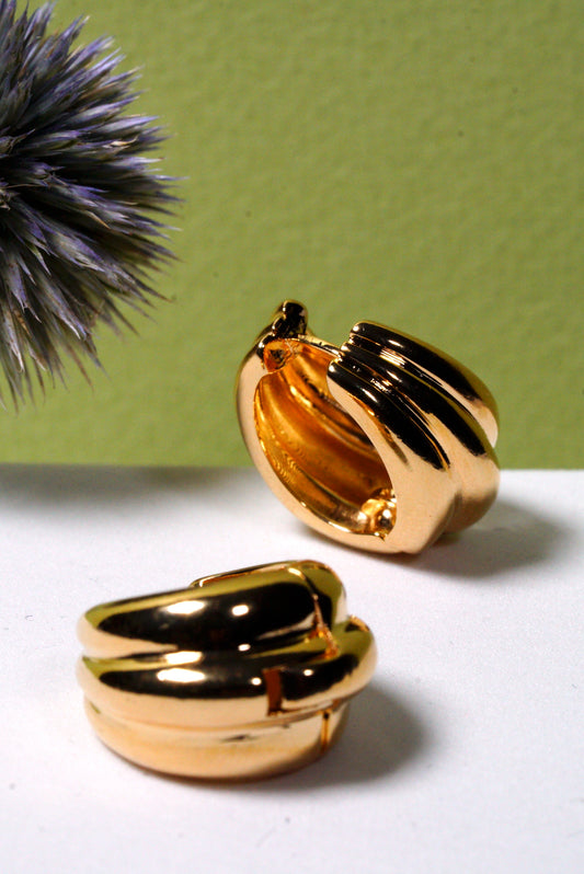 Minimal Gold-Plated Chunk Hoop Earrings