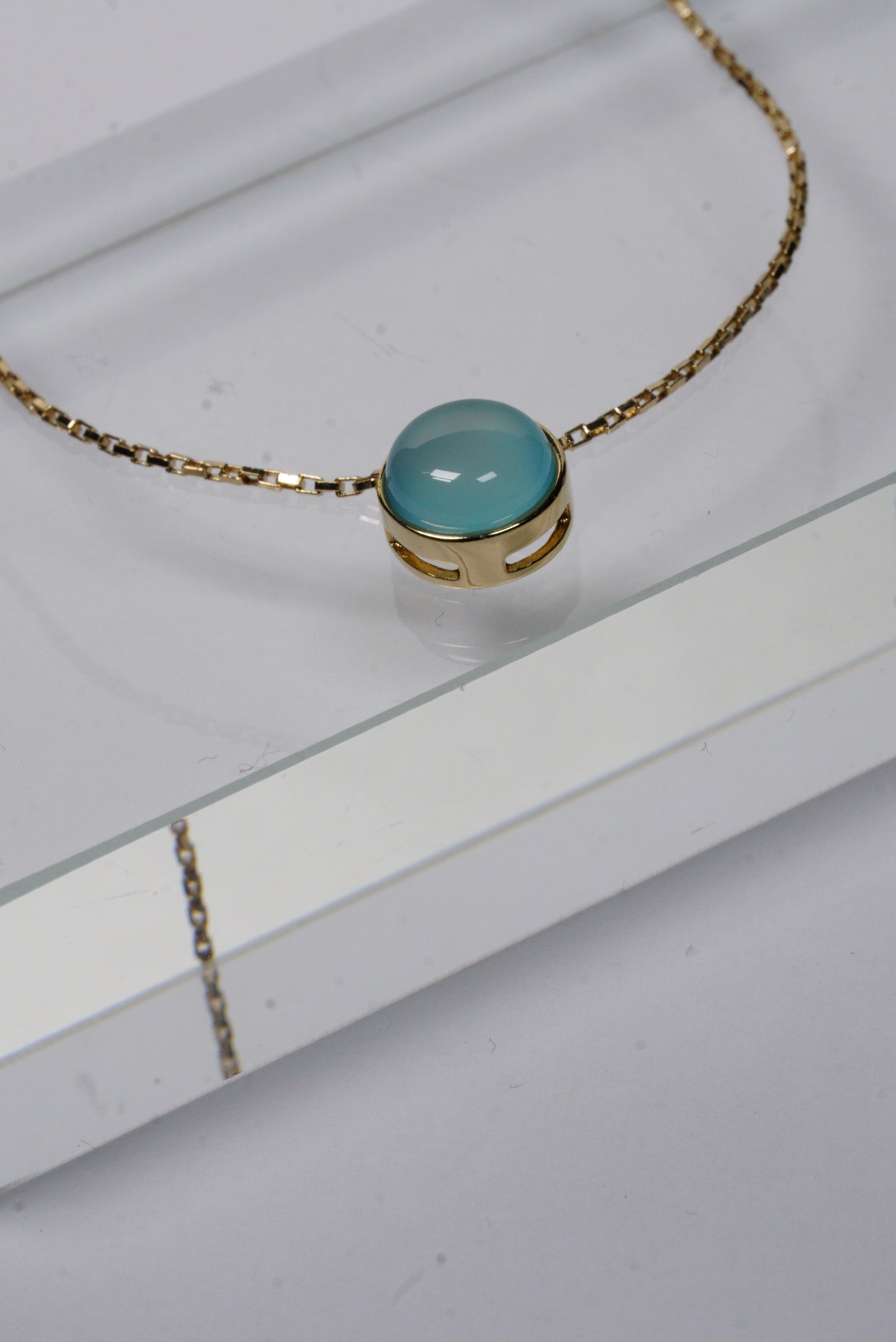 Aqua Agate Pendant Necklace
