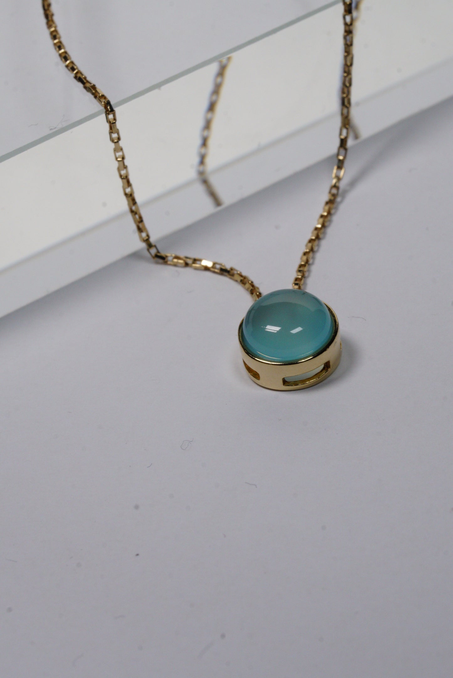 Aqua Agate Pendant Necklace